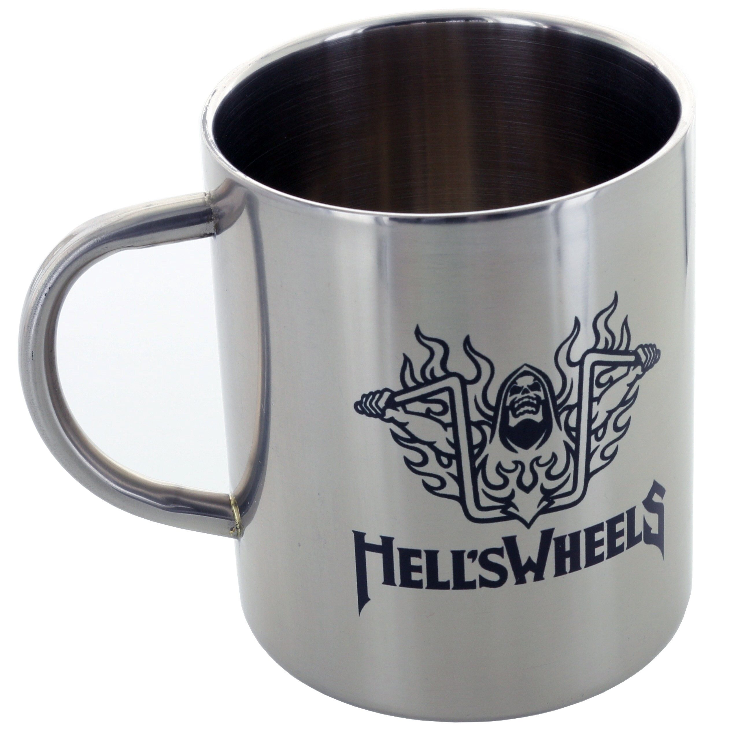 XiRRiX Becher Edelstahl Tasse Hell´s Wheels Trinkbecher, Outdoor, Camping, Geschenk, in angesagtem rockigen Design