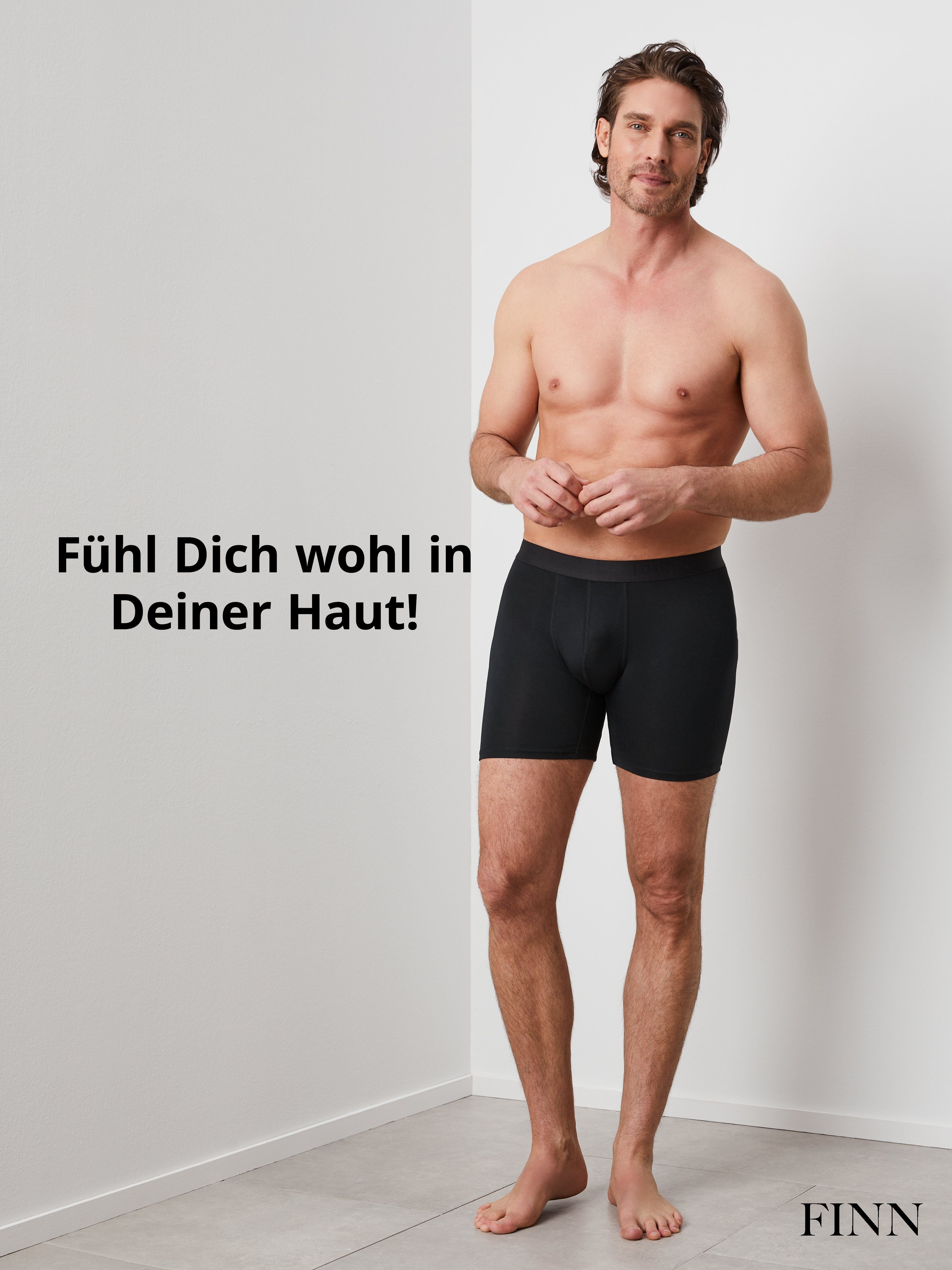 Schweißflecken, garantierte Design Boxershorts 100% Schwarz Herren Wirkung Schutz Anti-Schweiß FINN Boxershorts vor