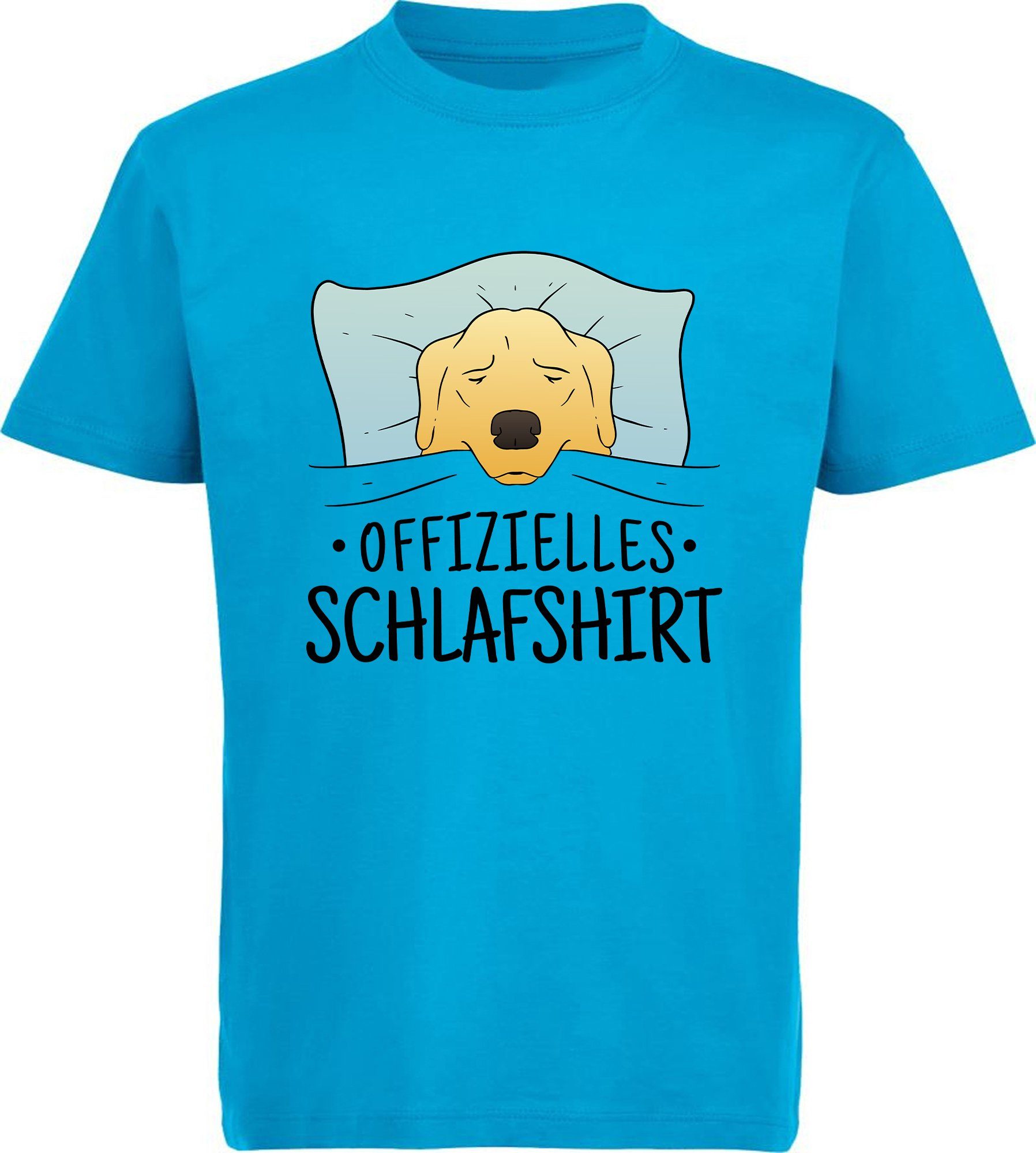 T-Shirt Schlafshirt - aqua Shirt Offizielles mit i247 Kinder bedruckt Hunde Baumwollshirt blau Print MyDesign24 Aufdruck,