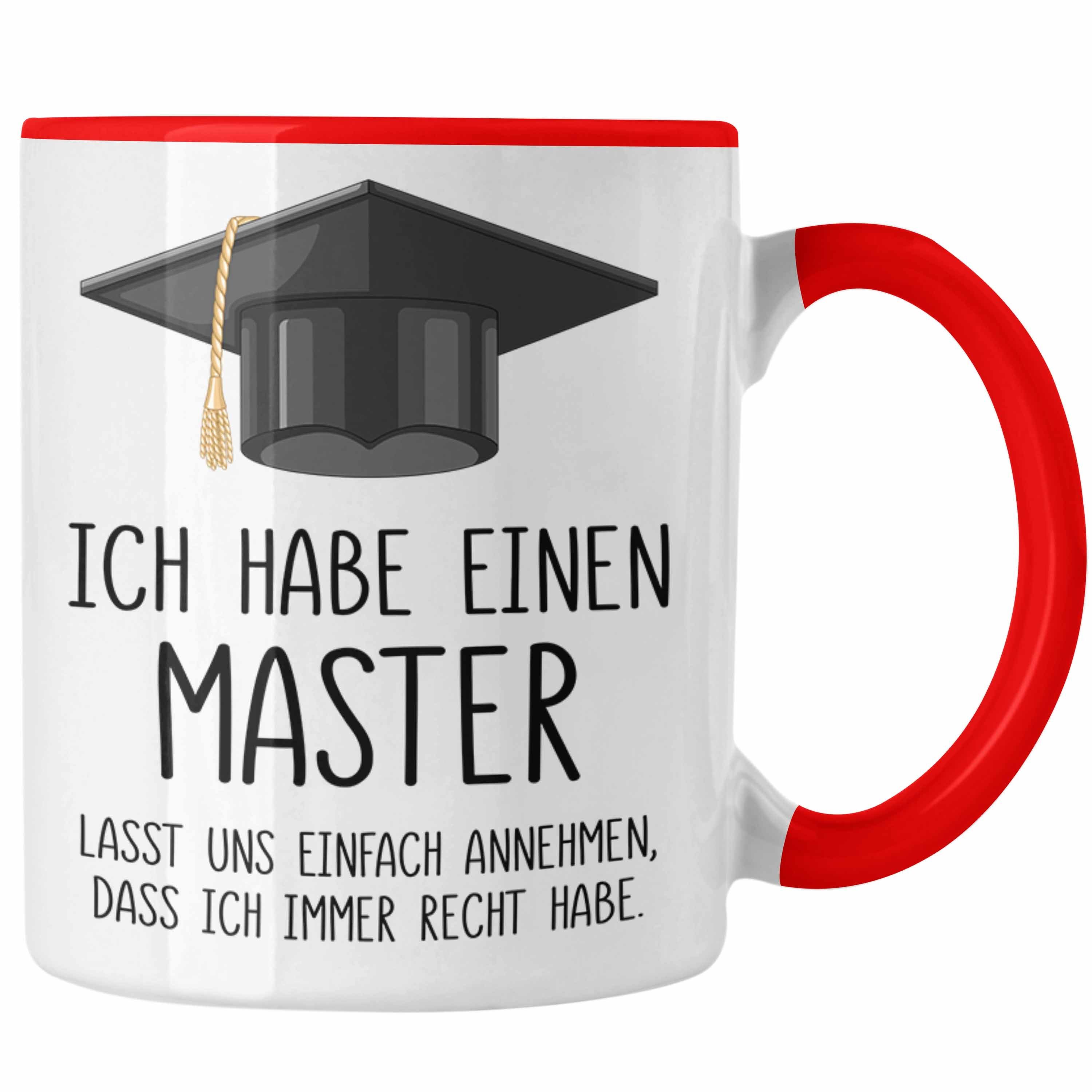 Geschenkidee Master Tasse Trendation Tasse Rot Trendation Geschenk Bestanden - Bestandene Master Abschluss Spruch Graduation Prüfung