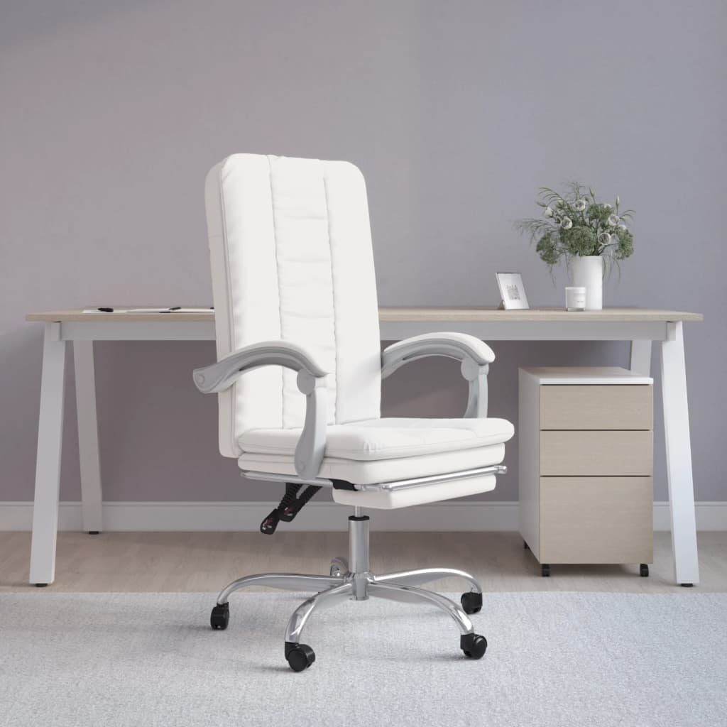 vidaXL Bürostuhl Bürostuhl mit Liegefunktion Weiß Weiß (1 | Weiß Kunstleder St)