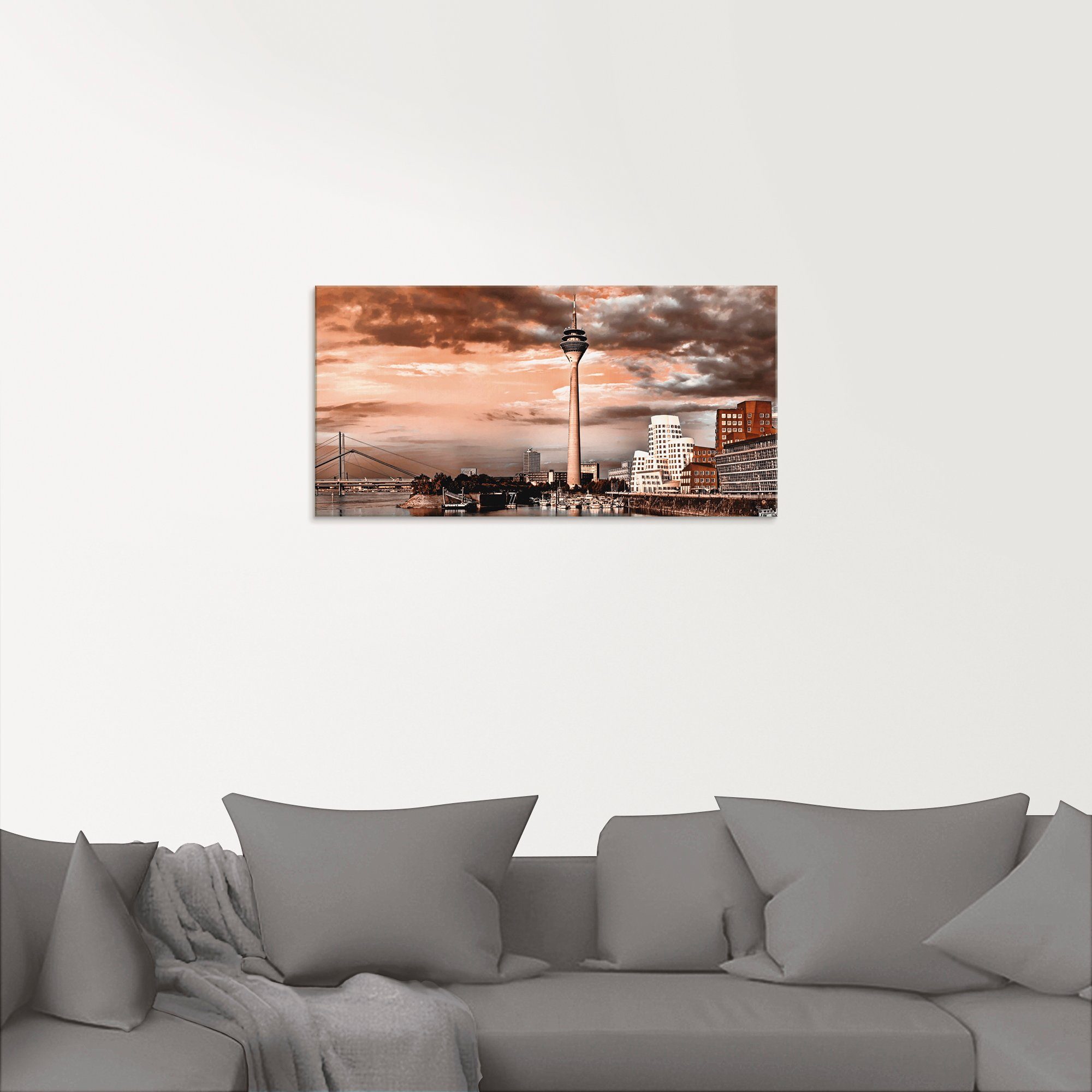 Artland Glasbild »Düsseldorf Skyline III«, Architektonische Elemente (1 Stück)-HomeTrends