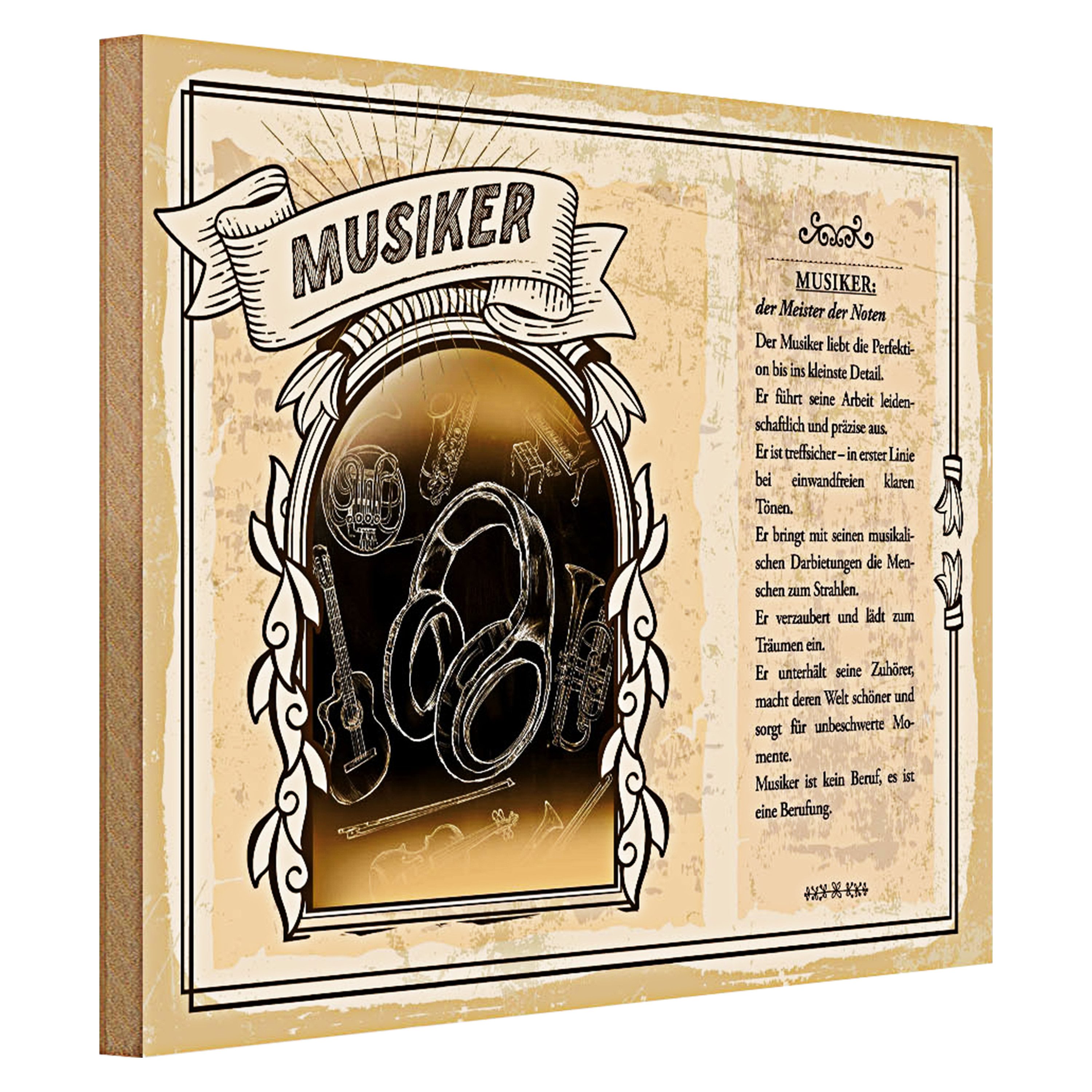 Roomando Holzbild Berufe 40x30cm Musiker Meister der Noten Musik