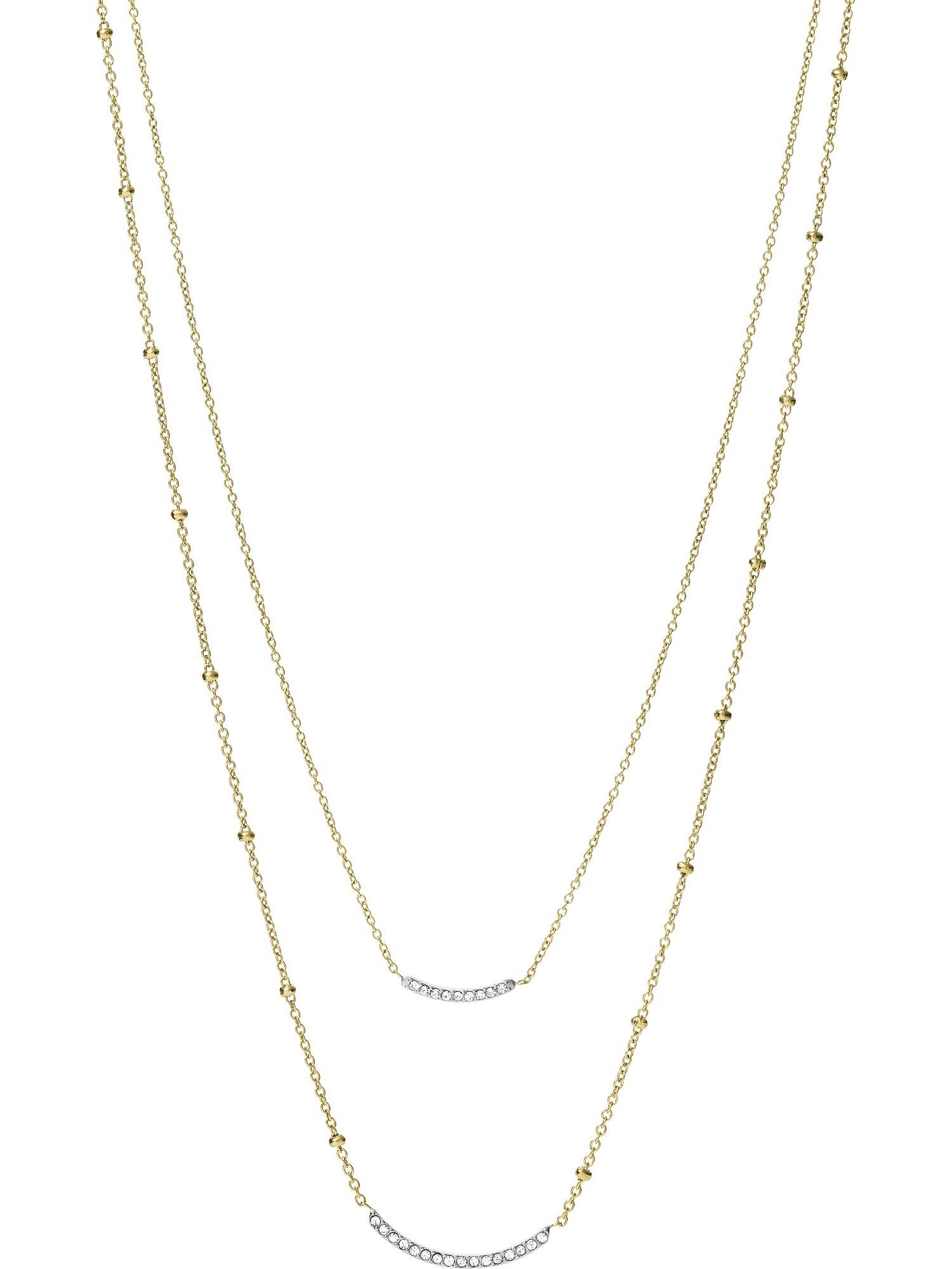 Collier Fossil Damen-Kette Edelstahl Glasstein