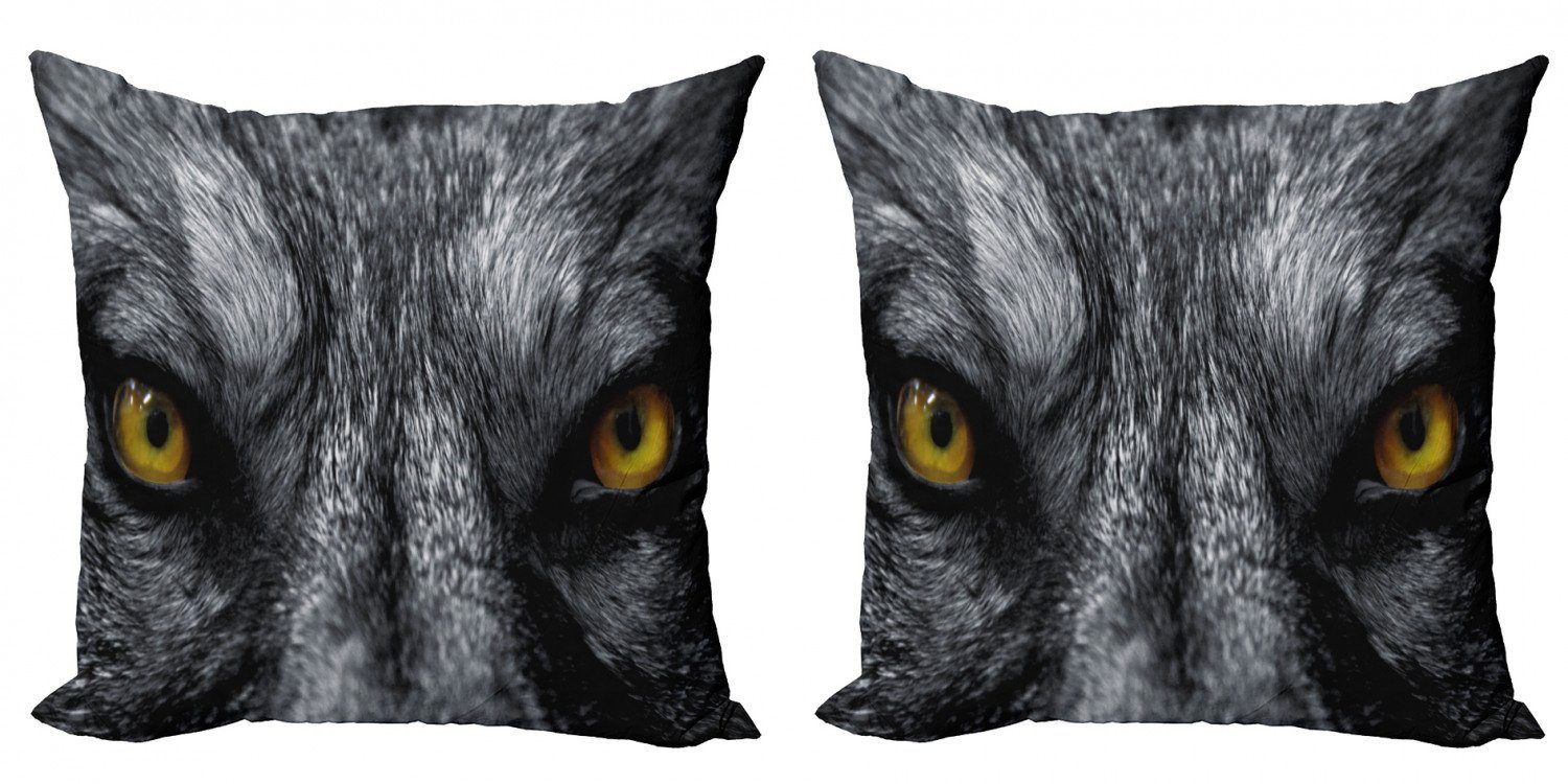 Auge Gefährliche Doppelseitiger Stück), Kissenbezüge (2 Accent Digitaldruck, Säugetier Modern Wolf Abakuhaus Wild