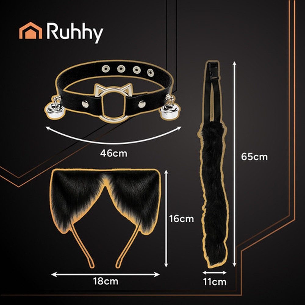 Ruhhy Kostüm Fuchskostüm Wolfskostüm-Halsband, Flexibler Draht im Inneren erlaubt individuelle Formen vom Schwanz