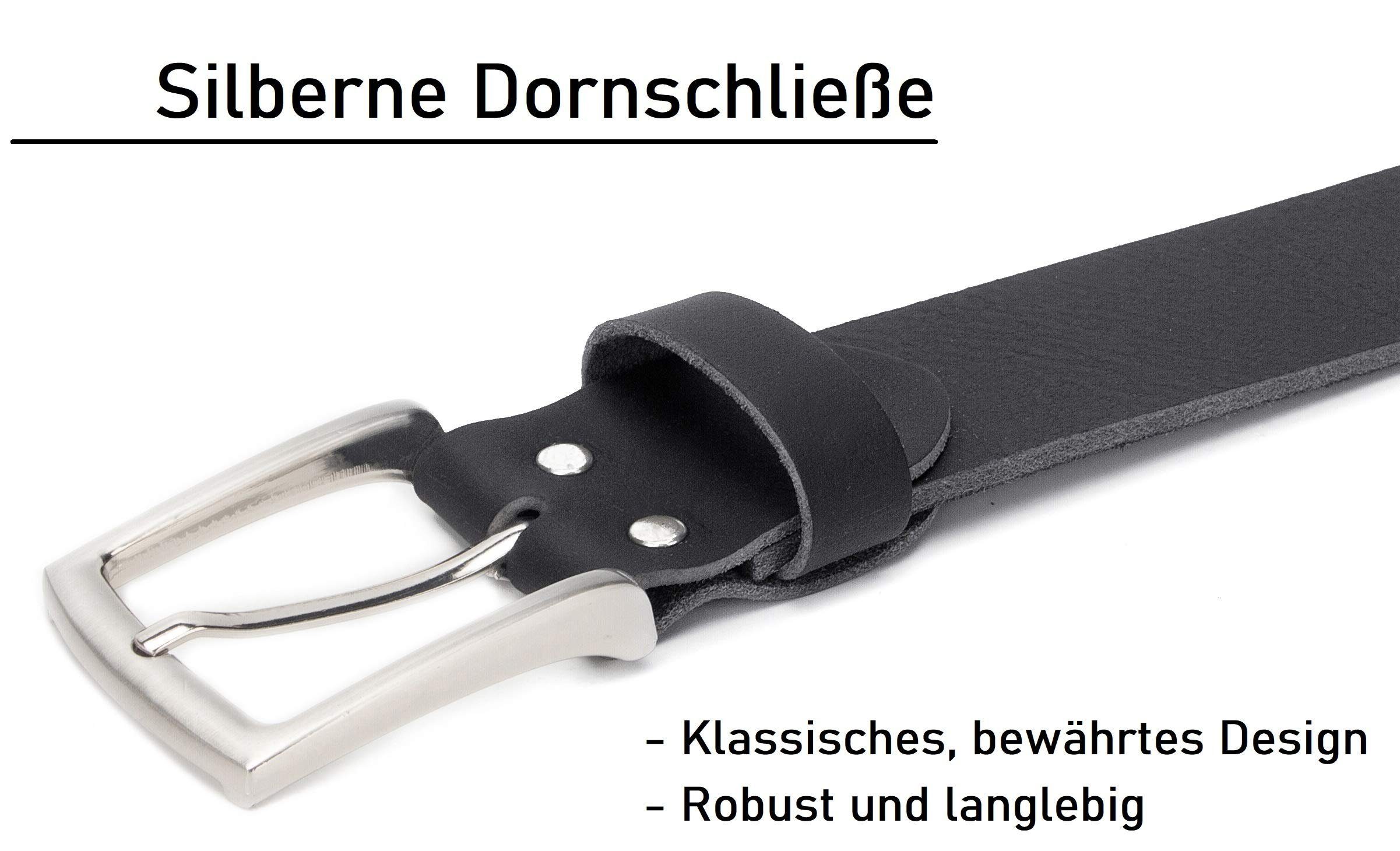 Frentree Ledergürtel 3,8 Gürtel IN breiter Leder, Schwarz GERMANY cm kürzbar, MADE Echtleder, 100% aus aus