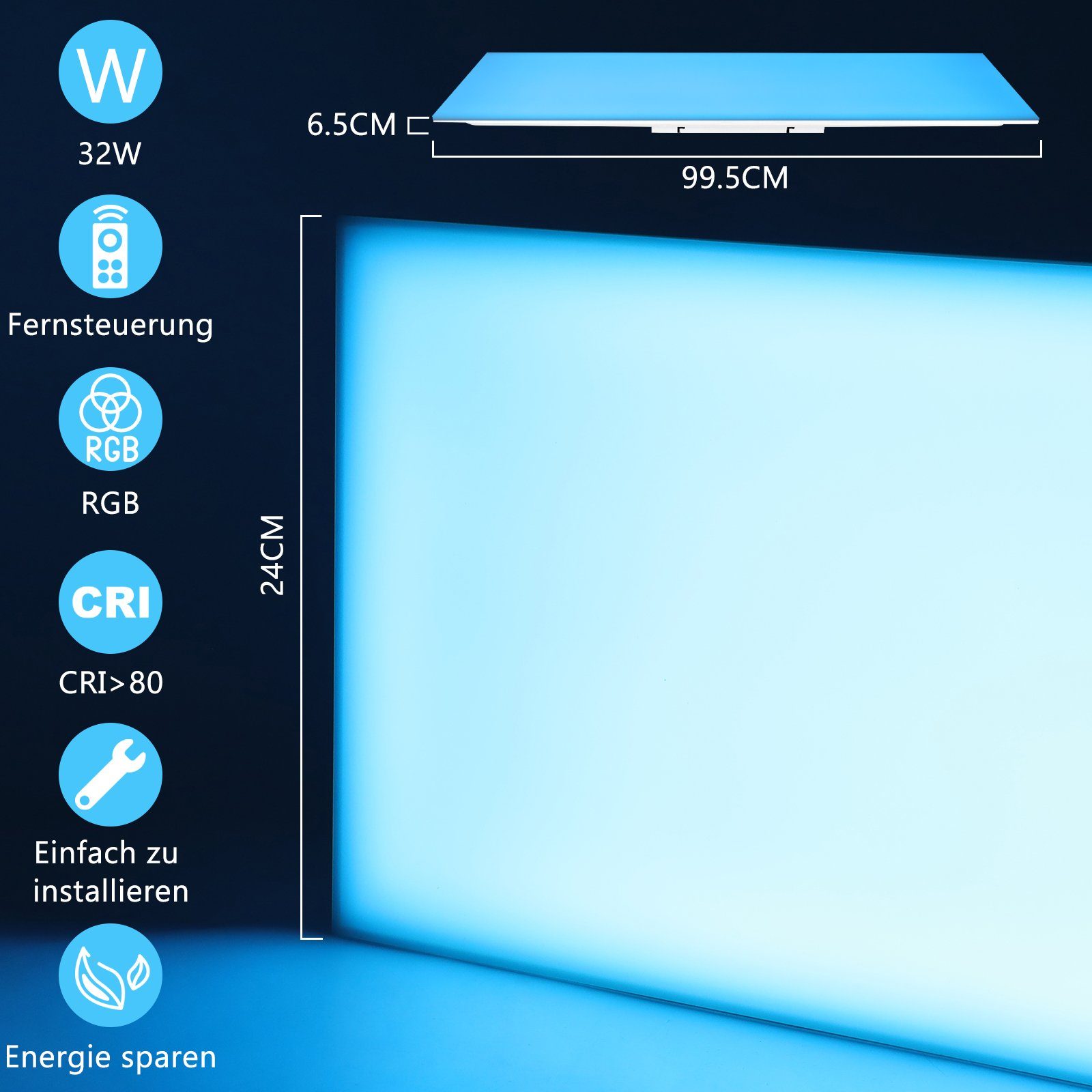LED ZMH Fernbedienung, Modern Deckenleuchte integriert, mit Lebendauer 3000-6500k, fest RGB+CCT LED Dimmbar Lange RGB, Schlaffunktion,