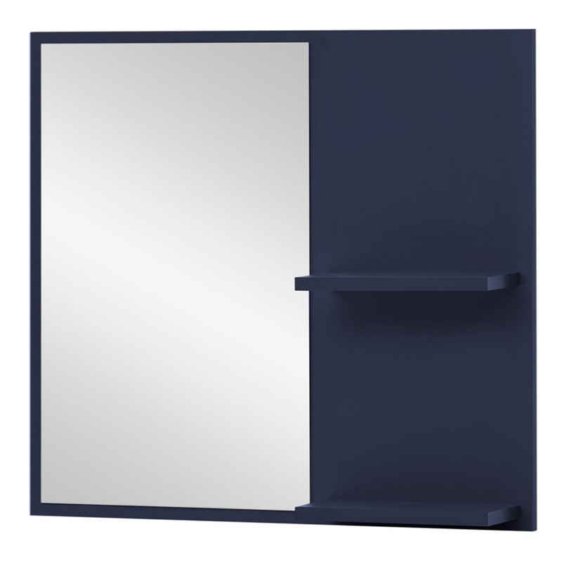 Lomadox Wandspiegel KELLA-80, Flur Spiegel Garderobenspiegel Ablage blau 67x60x12,2 cm