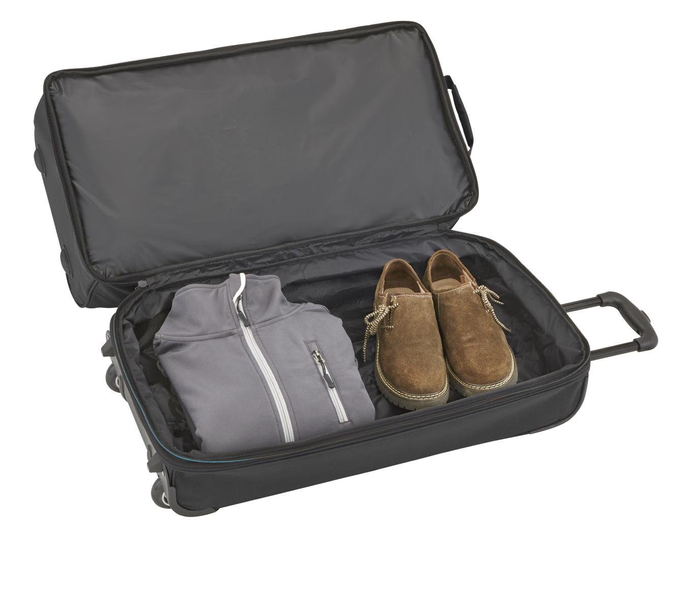 travelite Reisetasche Trolley-Reisetasche S 55cm, mit Dehnfalte, schwarz blau