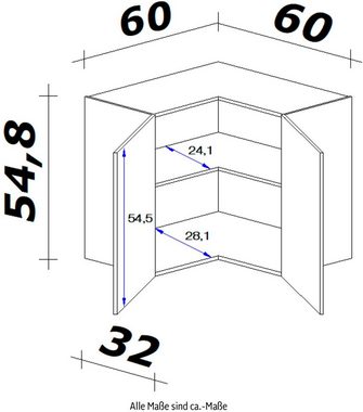Flex-Well Eckhängeschrank Morena (B x H x T) 60 x 54,8 x 32 cm - als Ecklösung