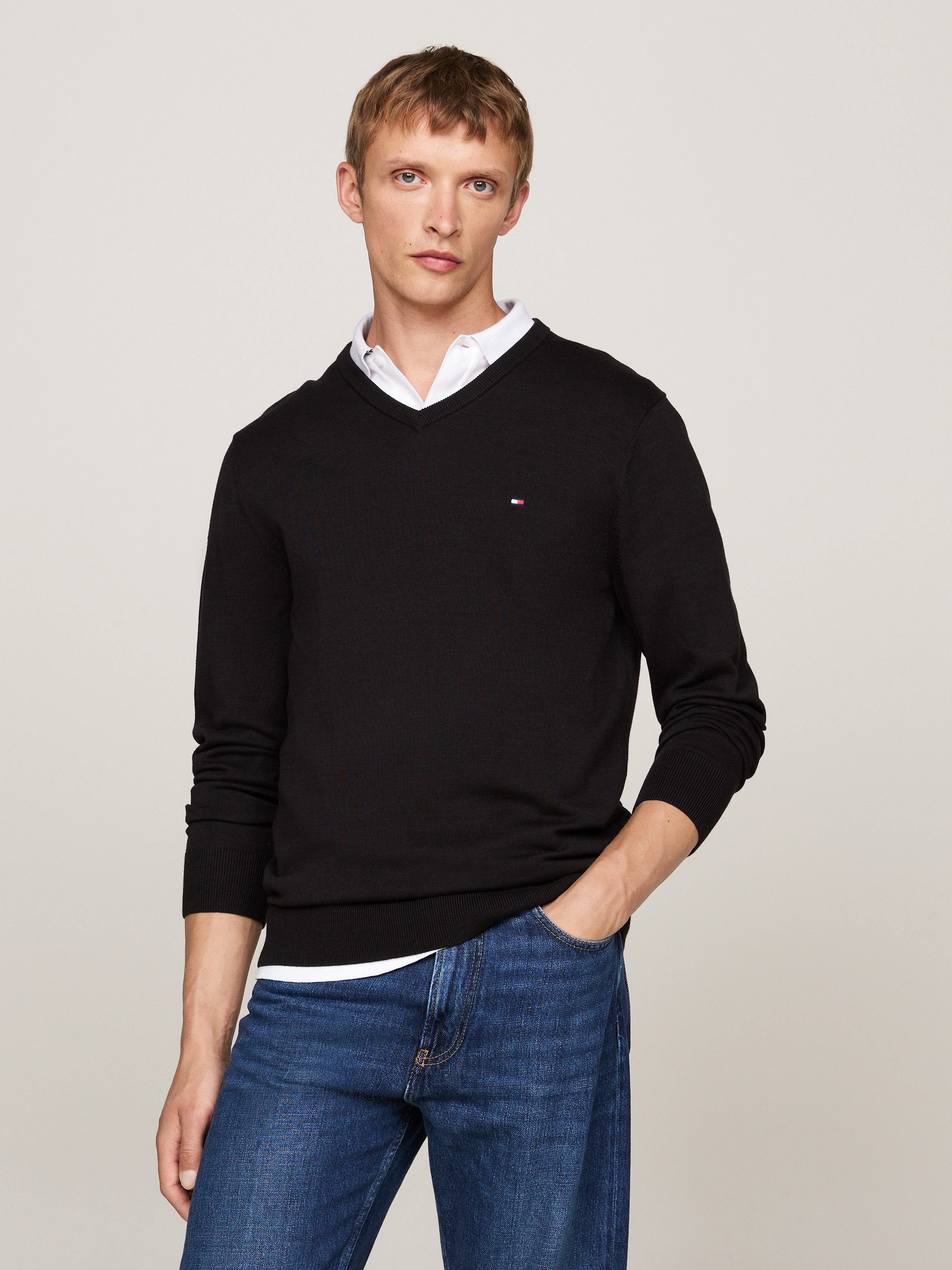 Tommy Hilfiger Strickpullover ESSENTIAL COTTON V günstig online kaufen