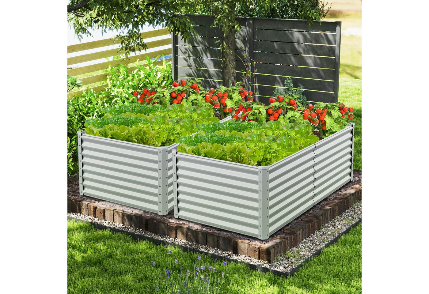 Thumbnail - COSTWAY Hochbeet, Pflanzkasten, rechteckiges Frühbeet, Blumenbeet, Metall