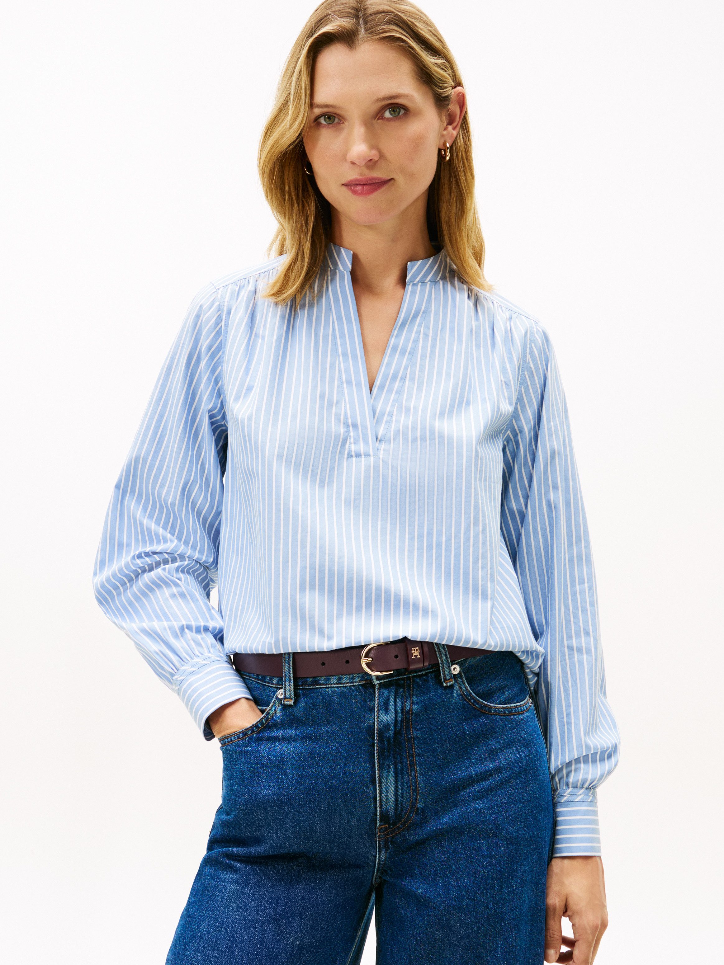 Tommy Hilfiger Shirtbluse POPLIN V-NK BLOUSE