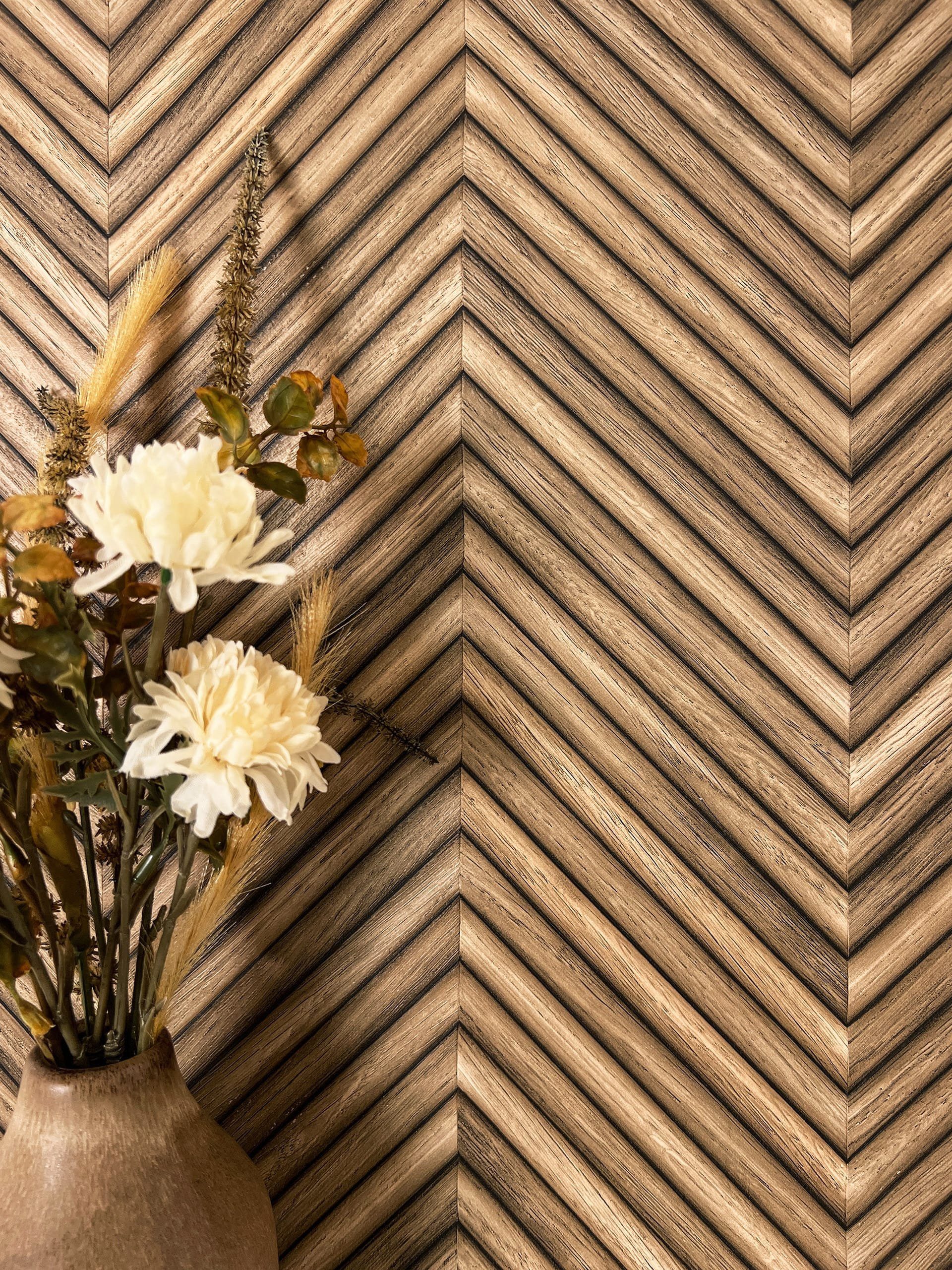 Newroom Vliestapete, strukturiert, Holztapete, Holzwand günstig online kaufen