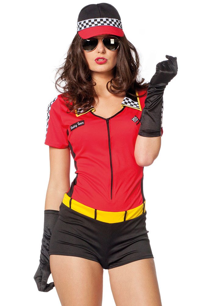 Karneval-Klamotten Kostüm Rennfahrer Racer Catsuit Damen Boxenluder Karneval, Rennfahrerin Rennfahrerkleid Damenkostüm Frauenkostüm Fasching