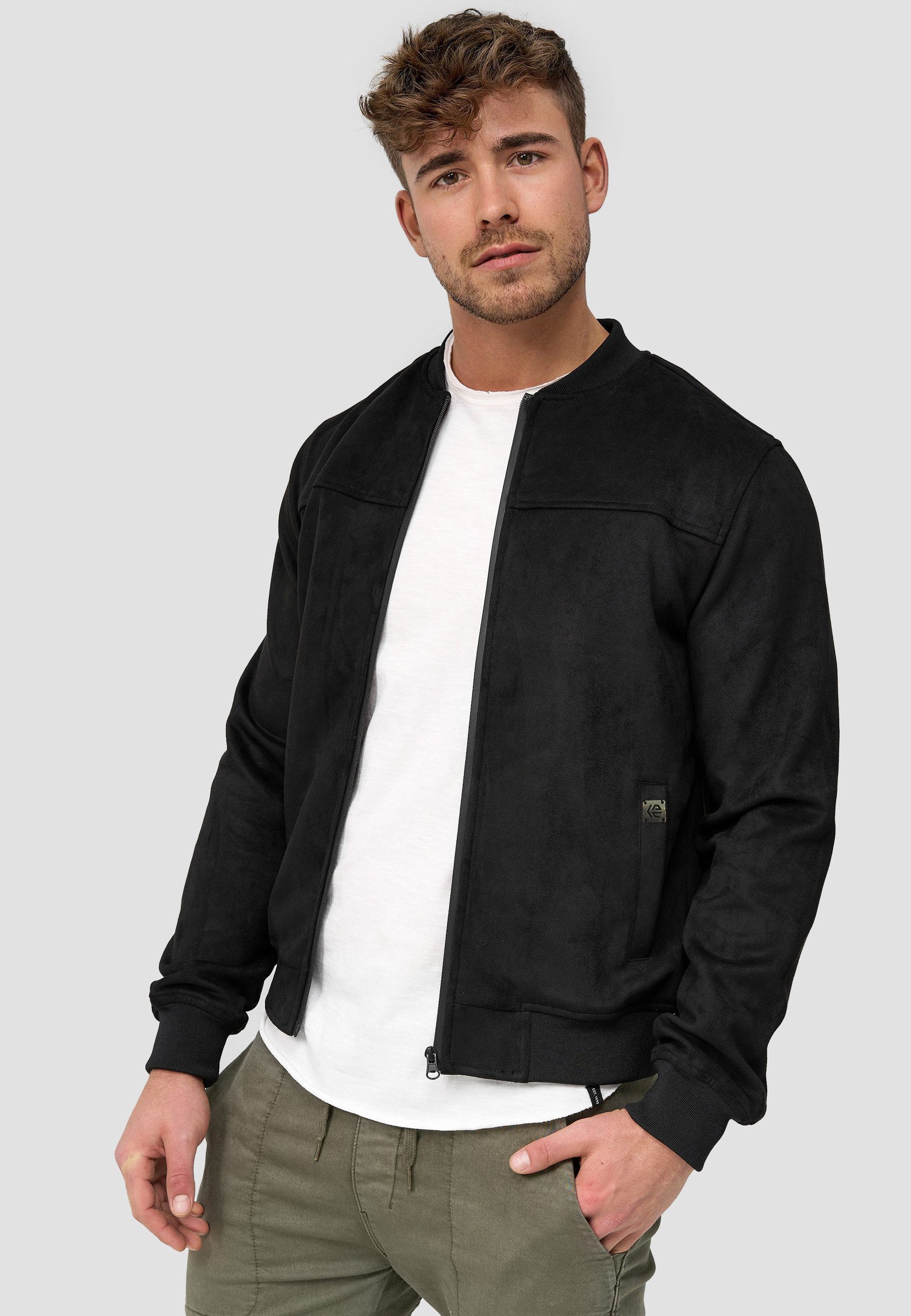 INDICODE Lederimitatjacke Herren Ibon Übergangsjacke Herrenjacke Kunstlederjacke mit Stehkragen