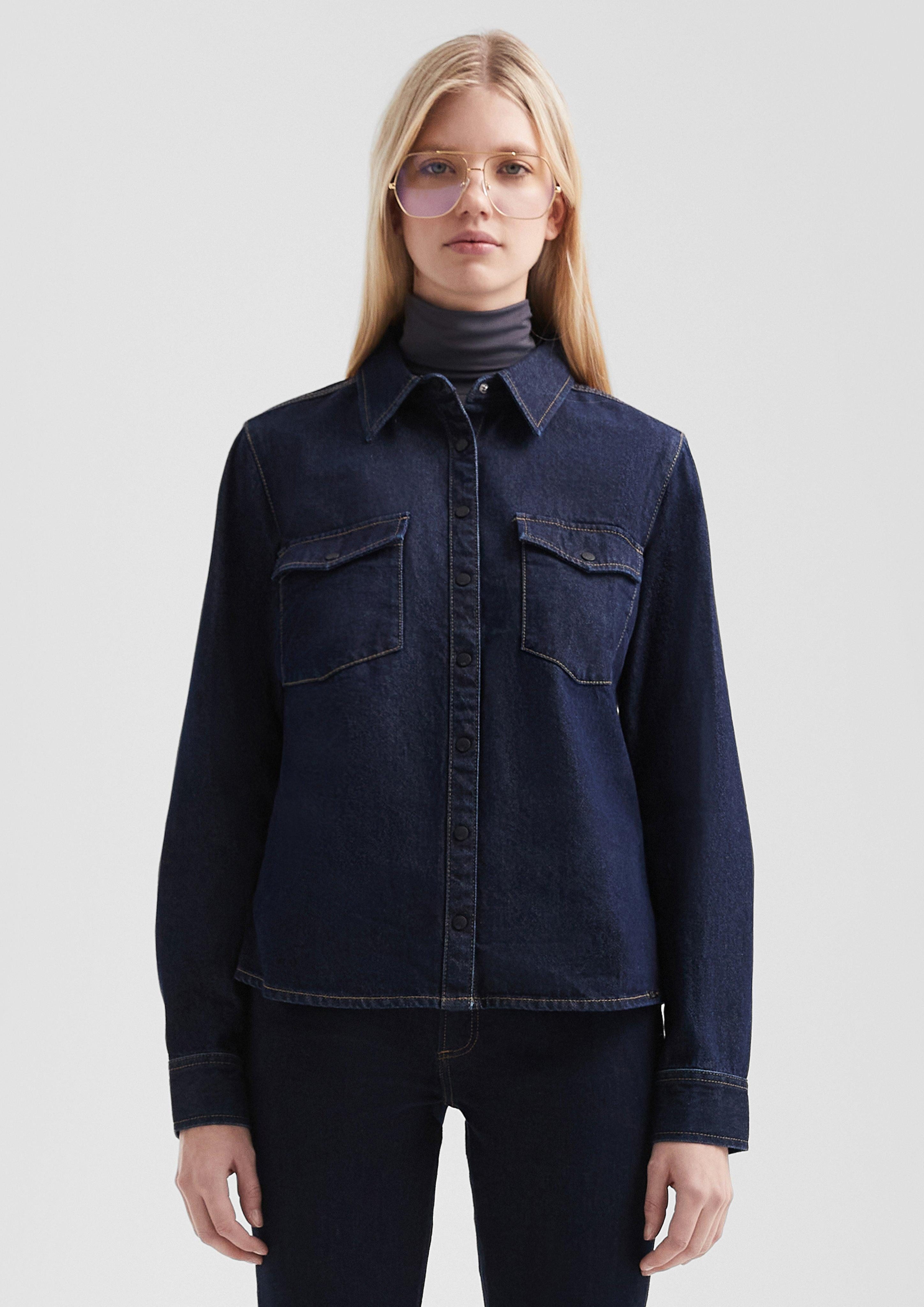 QS Langarmbluse Taillierte Denimbluse günstig online kaufen