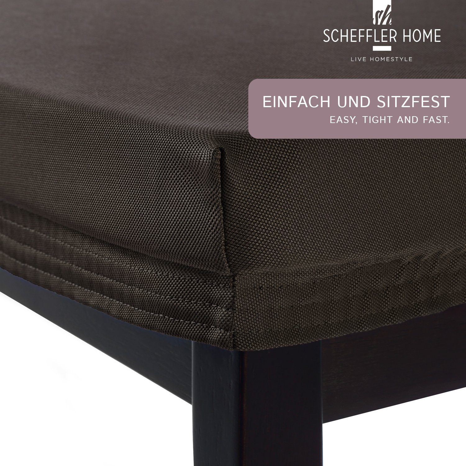 Effekt, Sitzbezug SCHEFFLER-HOME Lotus Marie HOMESTYLE Stuhlbezug mit elastisch LIVE sh Braun und Fleckenschutz
