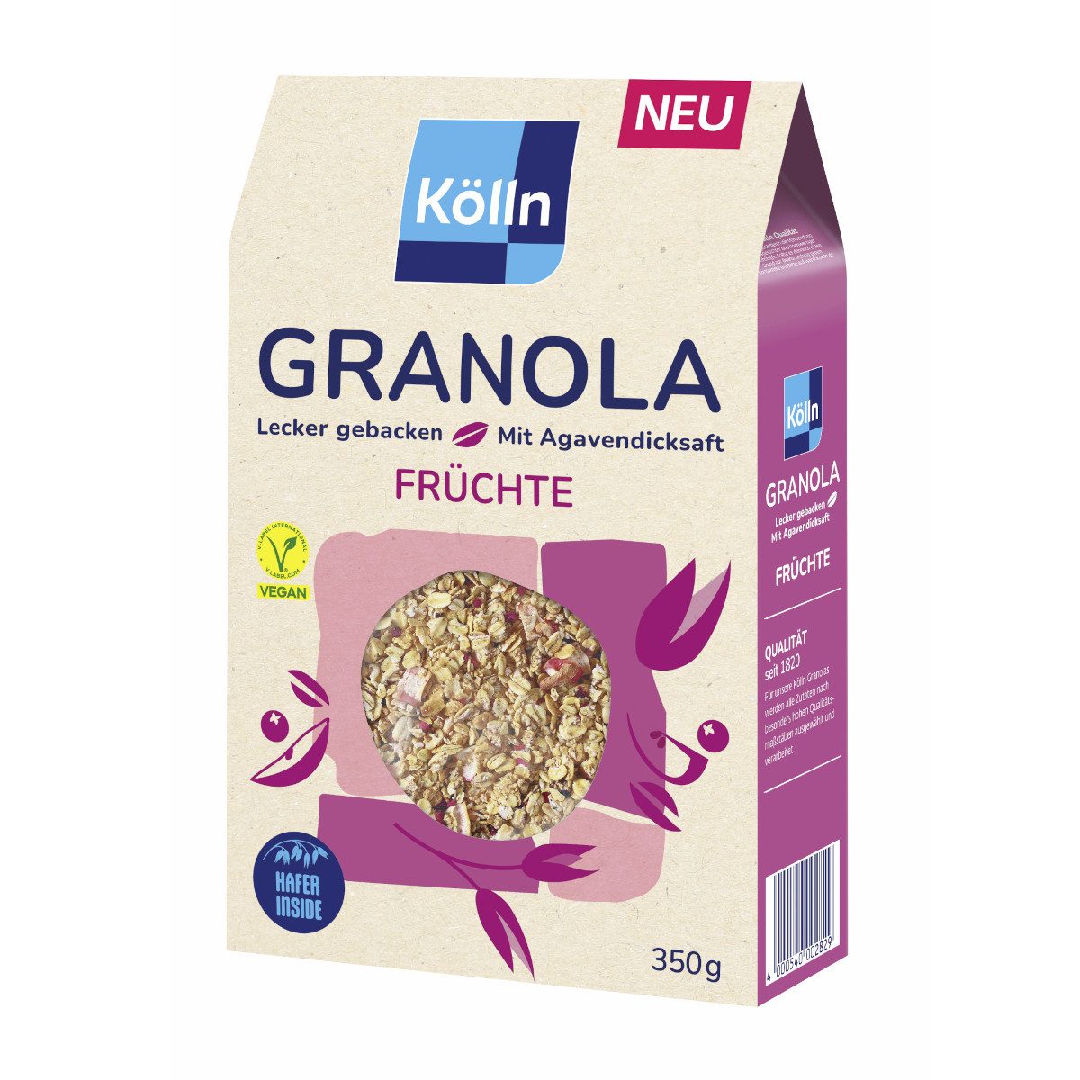 Kölln Cerealien, Kölln Granola Früchte knusprig gebackenes Vollkorn Hafermüsli 350g