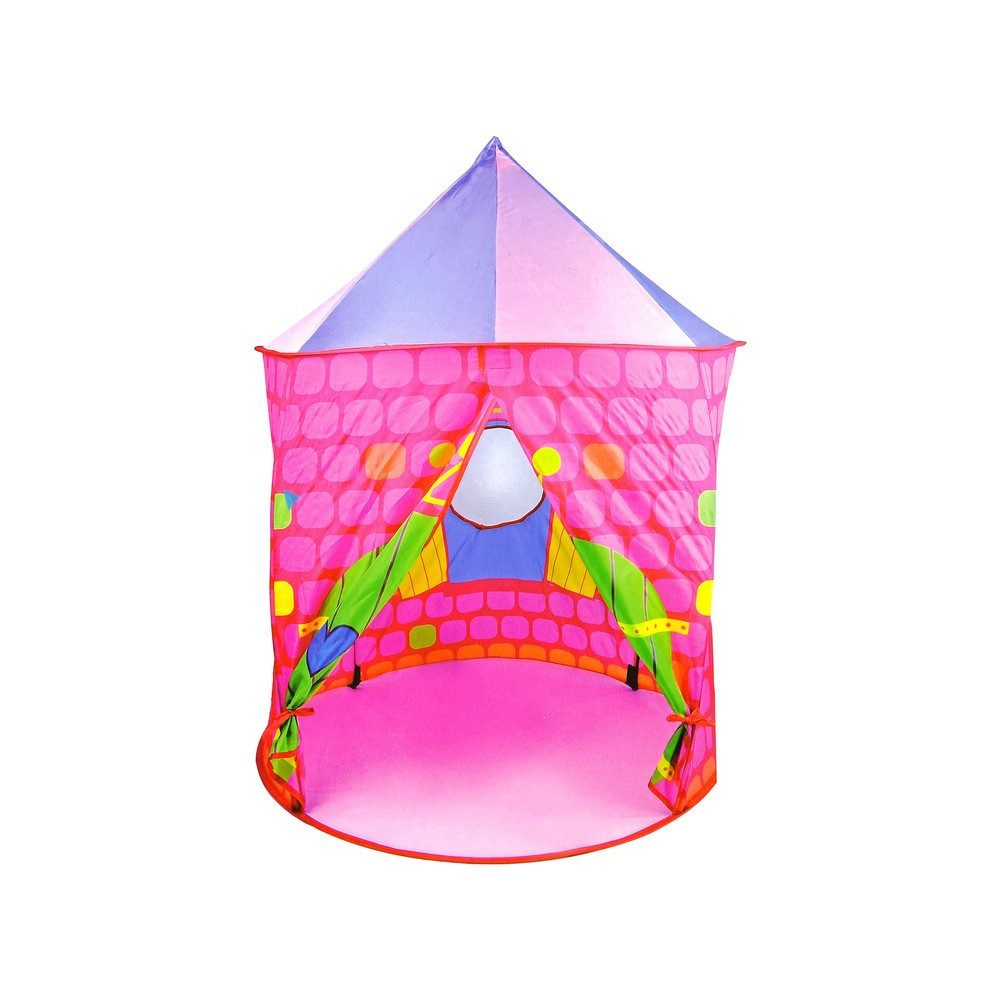 LEAN TOYS Spielzelt Kinderzelt Burgzelt Spielhaus (Spar-Set, 1-tlg., 80 x 80 x 105 cm leicht) Schlossoptik, runder Boden, Tragetasche, faltbar