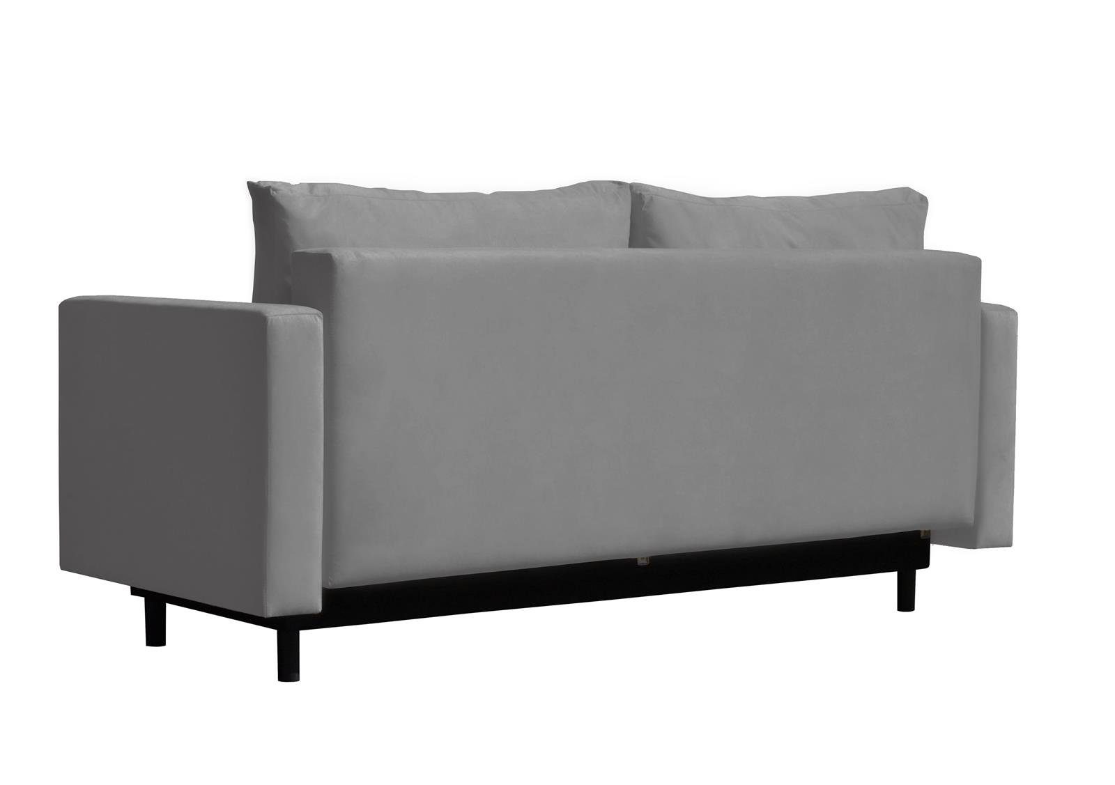 Dreisitzer mit (trinity Sofa Flasches cm Hellgrau / / Grün / 15 Dunkelblau Hellgrau / Cappucino / 33) Beautysofa mit Dunkelgrau Bettfunktion, mit Cream ALVARO, Sofa, Wellenfedern Holzbeine, Bettkasten,