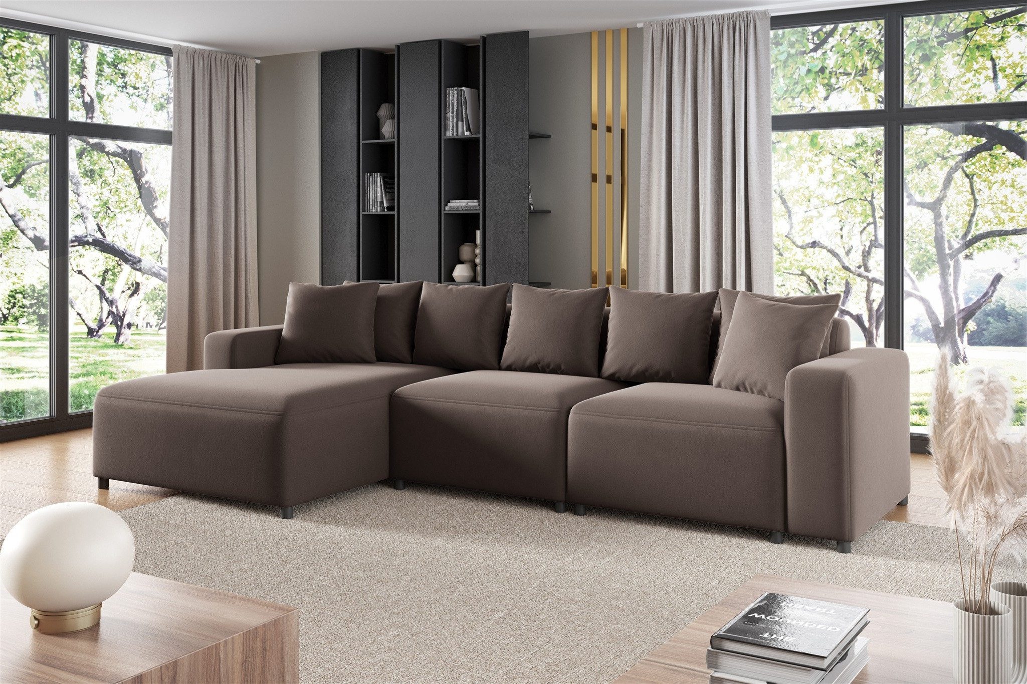 Ecksofa Designersofa MEGAN in Stoff Salvador
