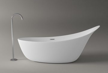 Bernstein Badewanne SOPHIE, (modernes Design / Acrylwanne / Sanitäracryl / hochgezogener Rückenteil), freistehende Wanne / Weiß Glänzend / 190 cm x 80 cm / Acryl / Oval