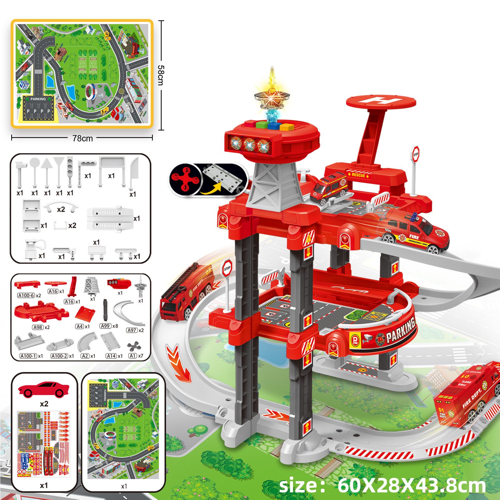 Esun Spiel-Parkgarage Spiel-Parkgarage Parkhaus für Kinder, Parkgarage mit günstig online kaufen