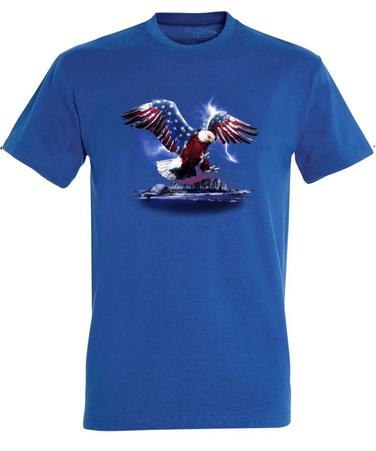 T-Shirt Herren Print Shirt - Adler in USA Farben Brustprint