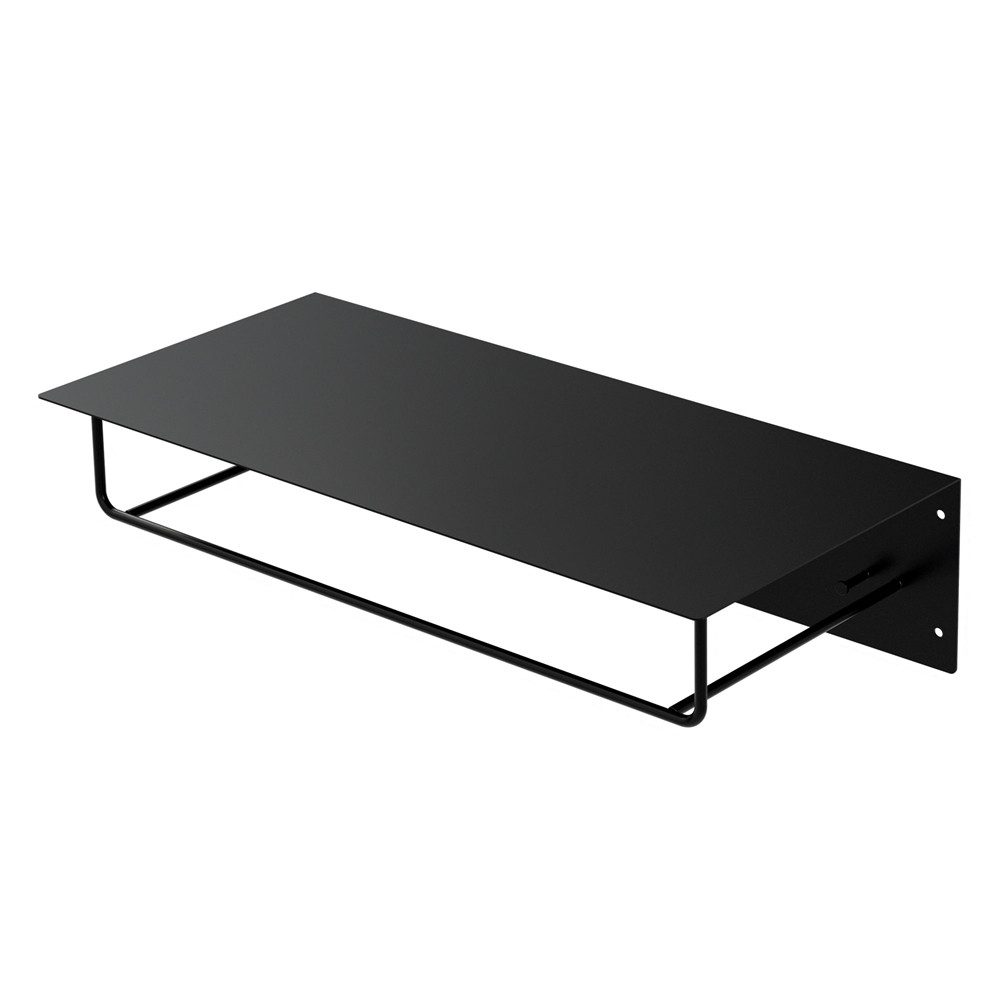 ML-DESIGN Kleiderstange Metall Wandgarderobe mit Hakenleiste, Kleiderstange & Hutablage (1 St), Flurgarderobe für Jacken & Mäntel 60x30x15cm Schwarz Garderobenpaneel
