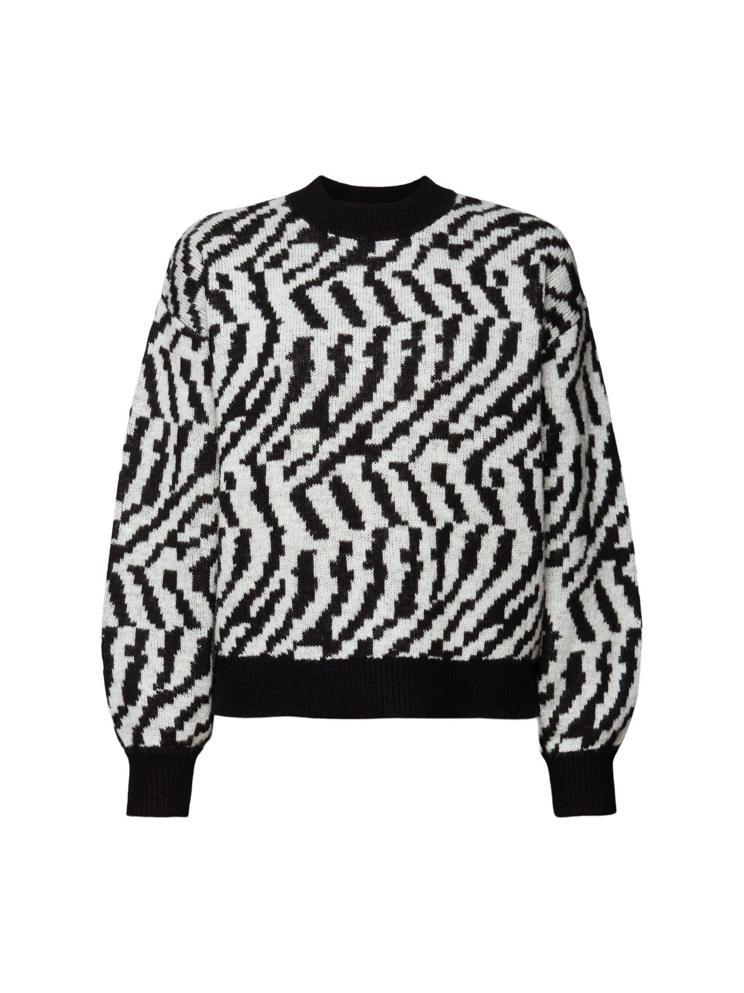 Esprit Collection Rundhalspullover Pullover mit abstraktem Jacquard-Design BLACK | Strickpullover