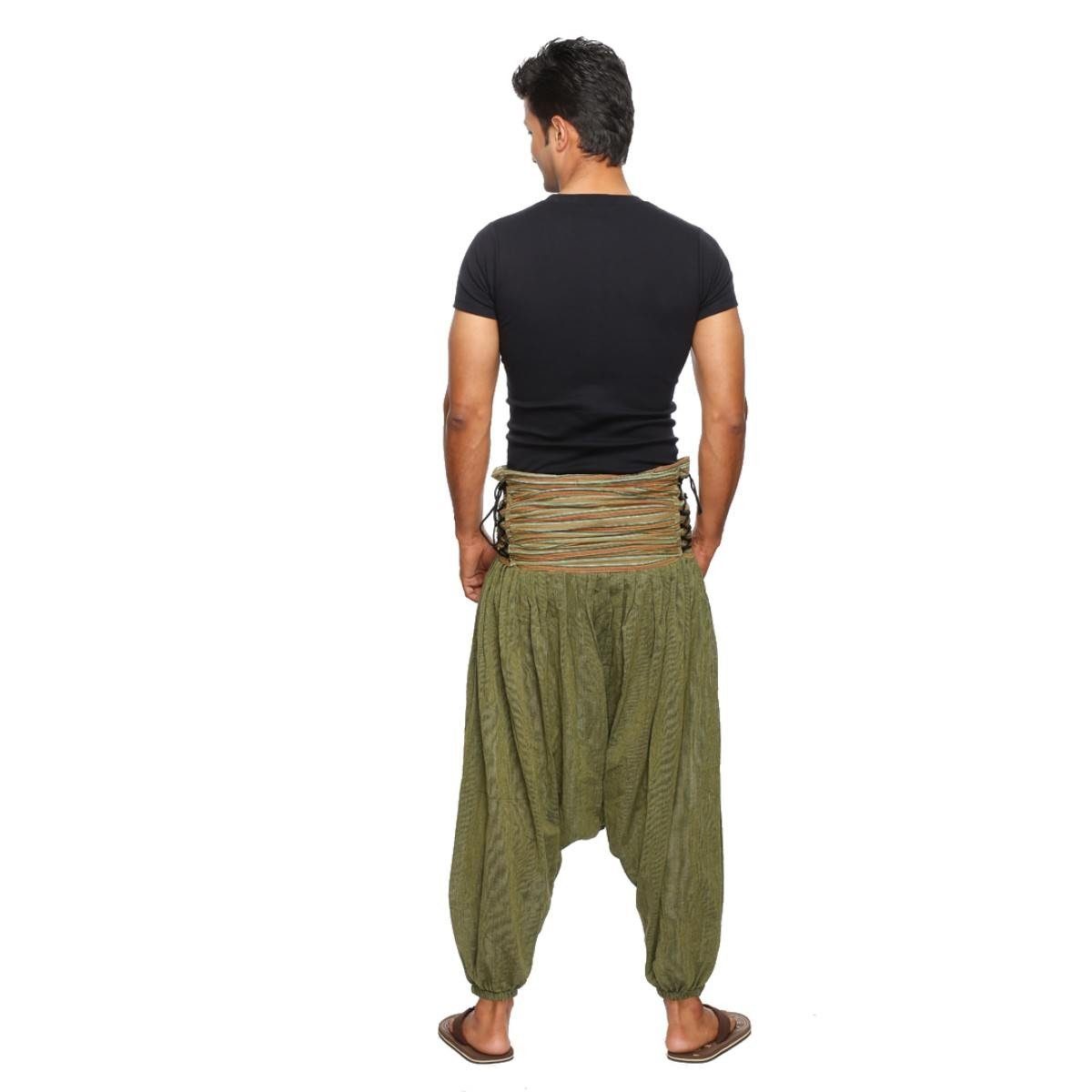 Freizeit Herren - Pluderhose Sport für Aladin-Stil im & Grün Haremshose Jaya (1-tlg) SIMANDRA gestreift