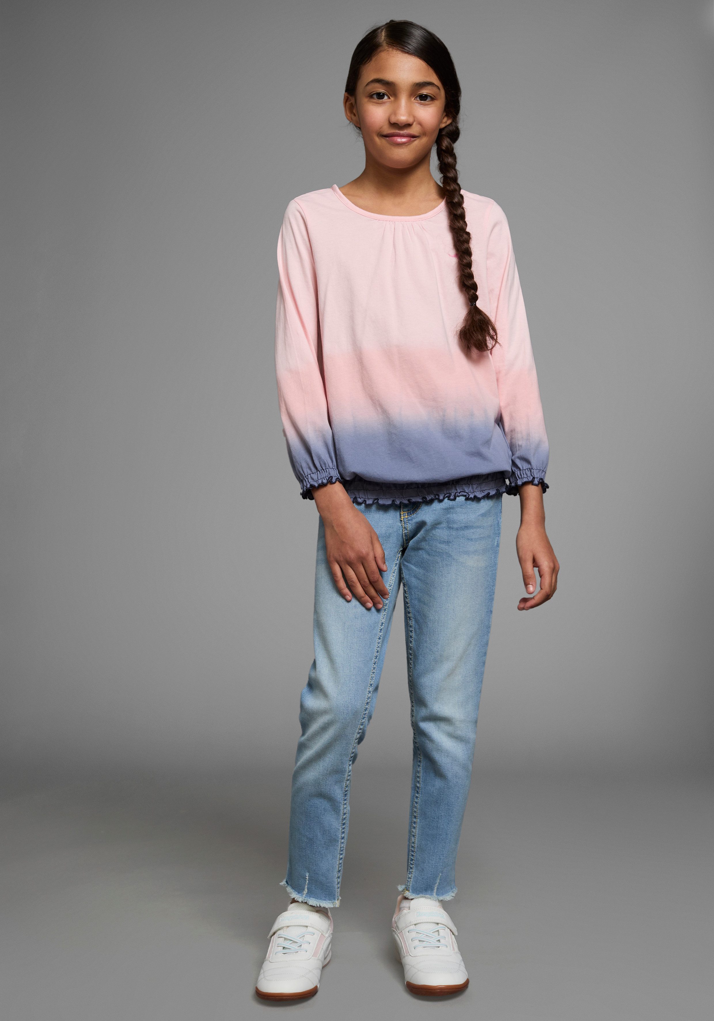 KangaROOS 3/4-Arm-Shirt Shirt in Batik-Look 3/4-Arm, hüftlange Passform, Batikmuster, Rundhalsausschnitt – Bild 4 von 5