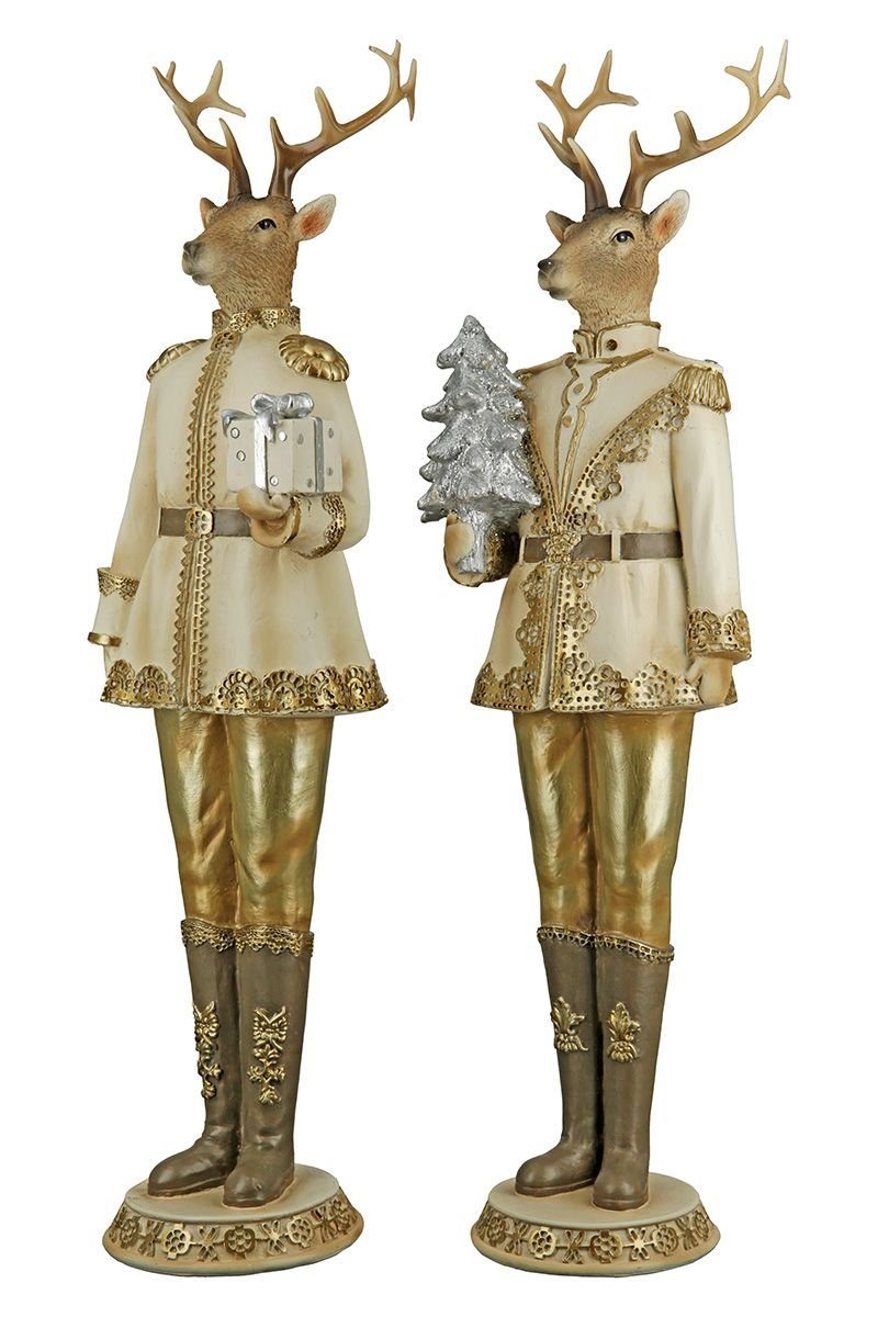 GILDE Dekofigur, Polyresin, Die Hirsche in Uniform bringen Glamour in die