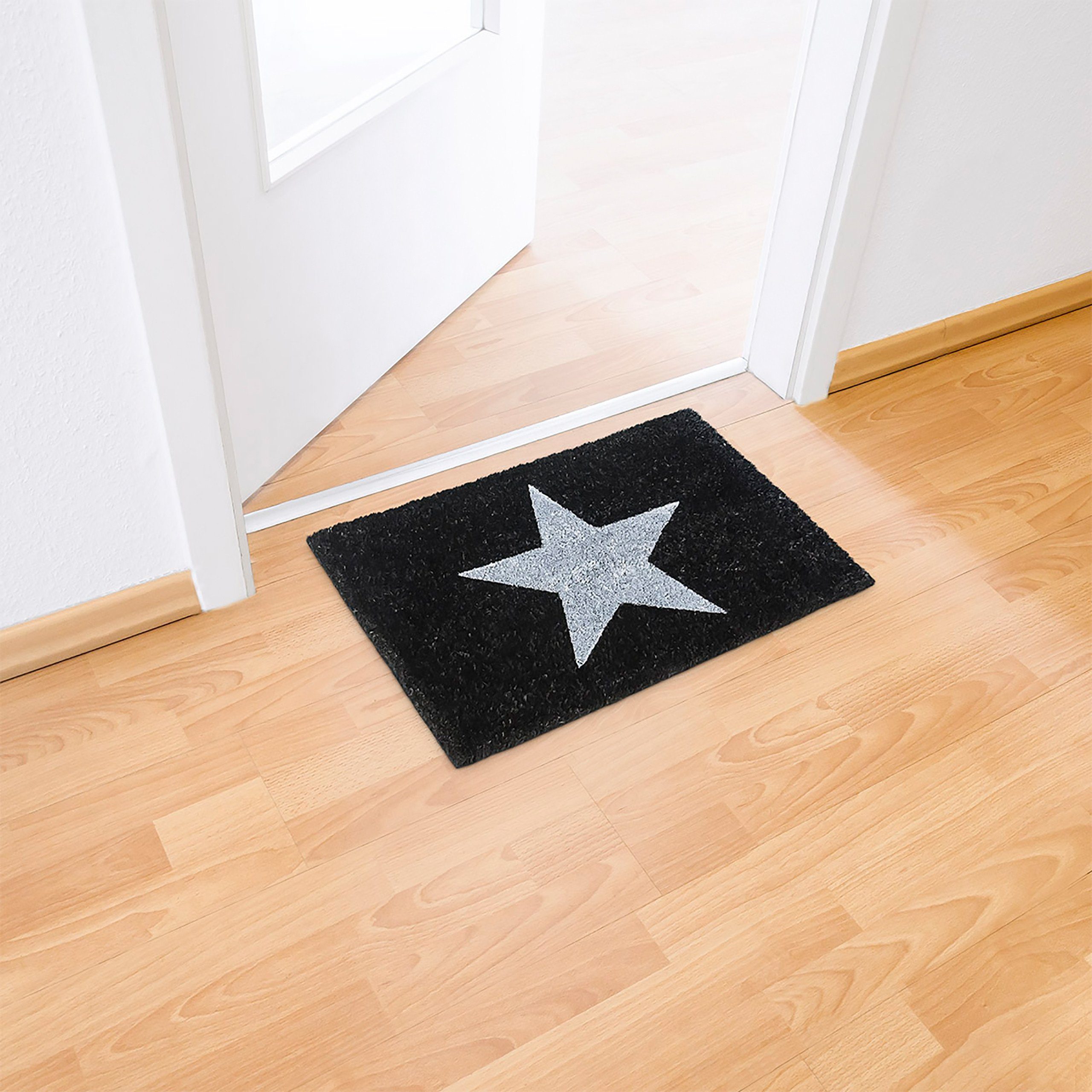 relaxdays Fußmatte Kokos STERN SCHWARZ, Höhe: günstig online kaufen