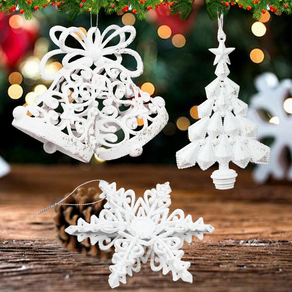 M&W DAS DESIGN Dekohänger Weihnachtsbaumschmuck 3Stück Schneeflockendeko, Hängedeko
