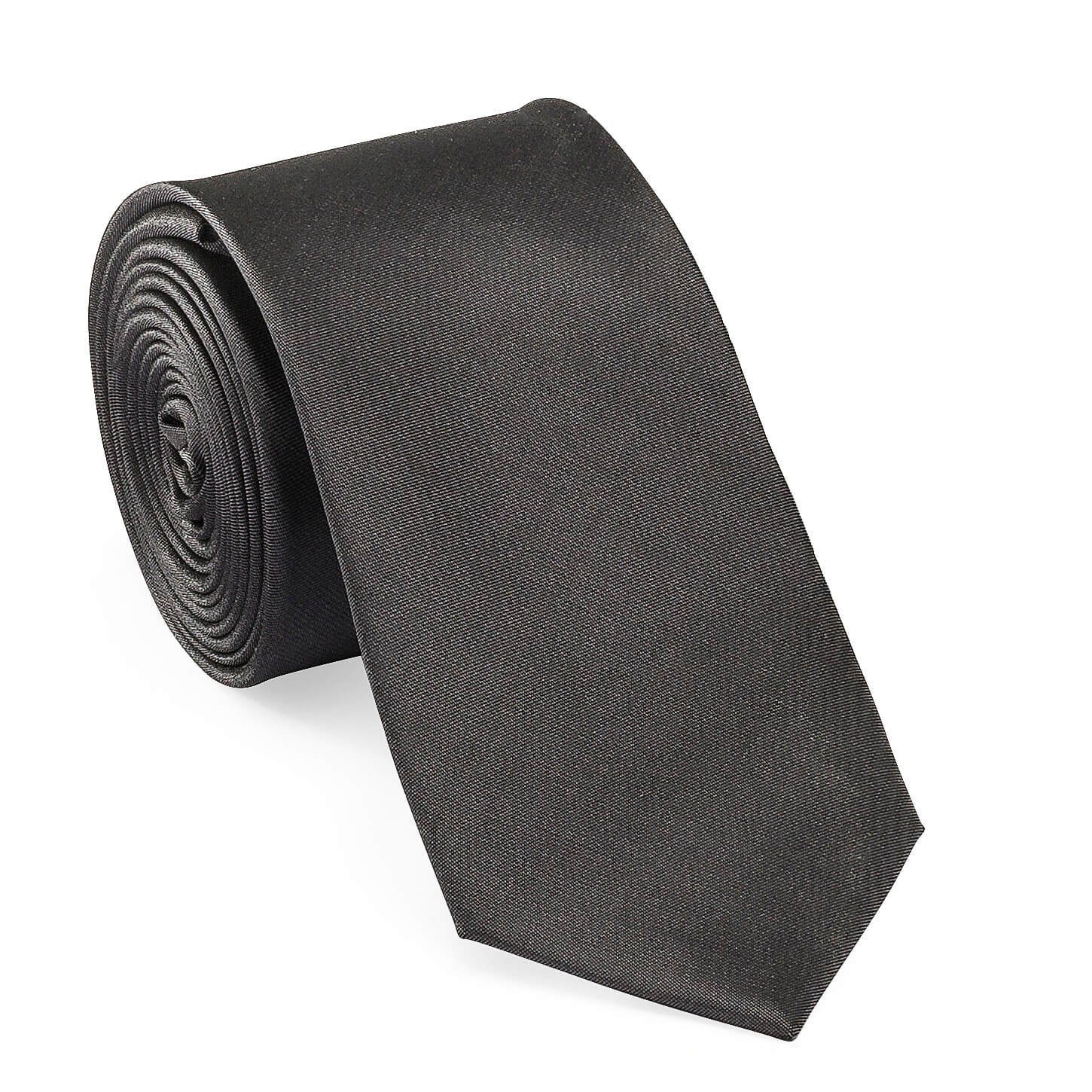 UNA Krawatte Krawatte - Plain - 6cm - Seide anthrazit (76)