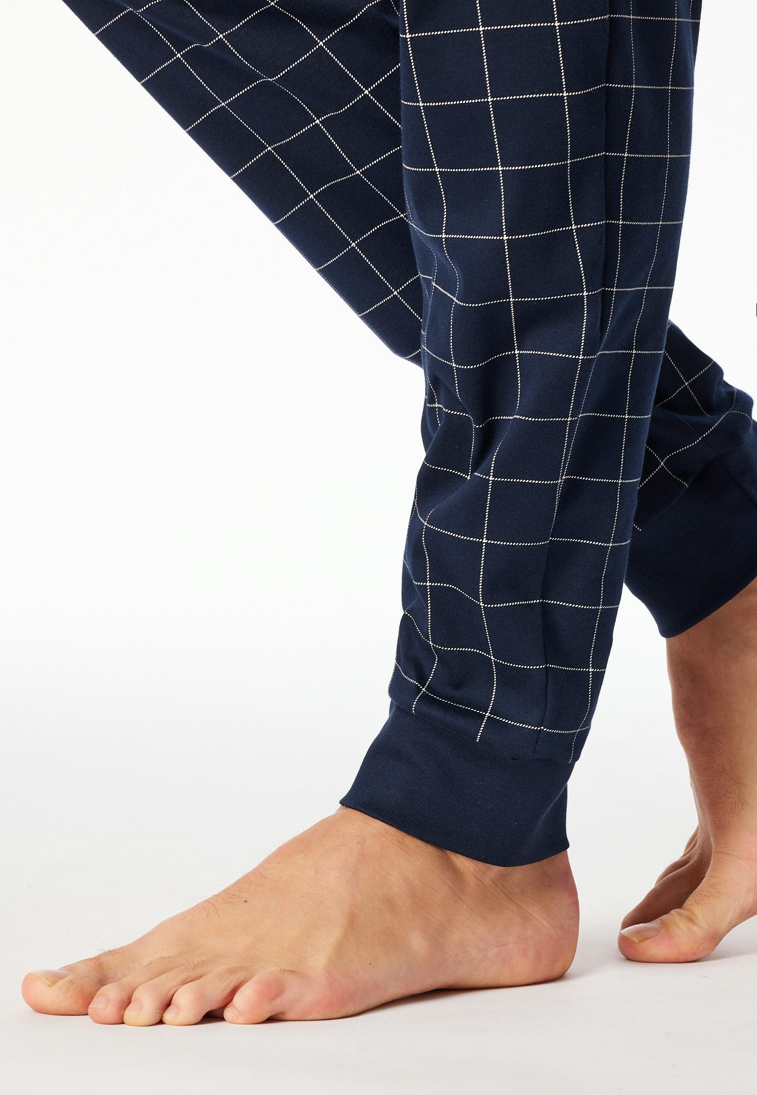 Schiesser Pyjama Fine Interlock (2 tlg) Rundhalsausschnitt mit Kopfleiste, langärmelig, Komfortbund