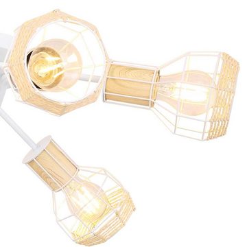Globo LED Deckenspot, Leuchtmittel nicht inklusive, Deckenleuchte Spotleuchte Wohnzimmerlampe 6x E27 Käfig weiß Bast