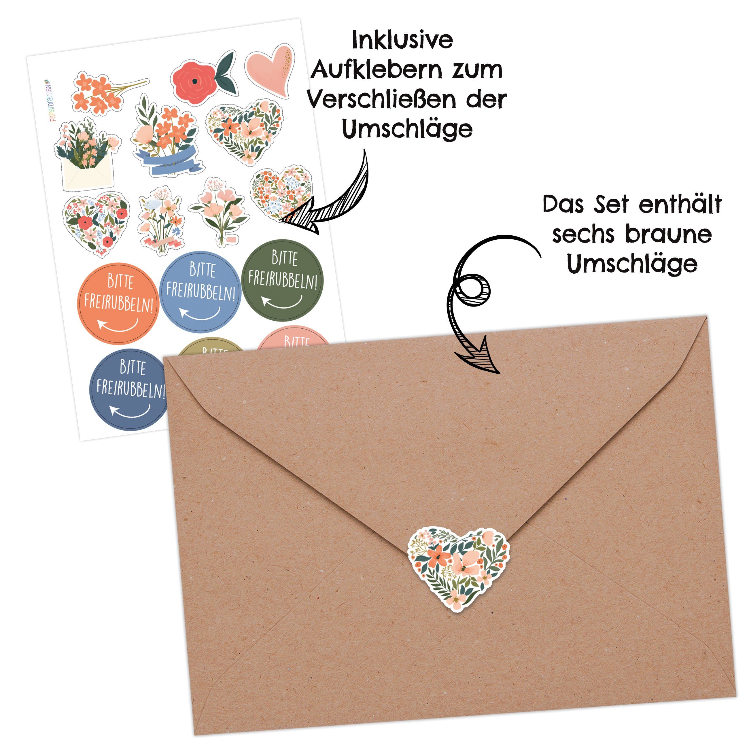 PAPIERDRACHEN Muttertagskarte 6 Rubbelkarten zum Muttertag - einzigartiges Geschenk
