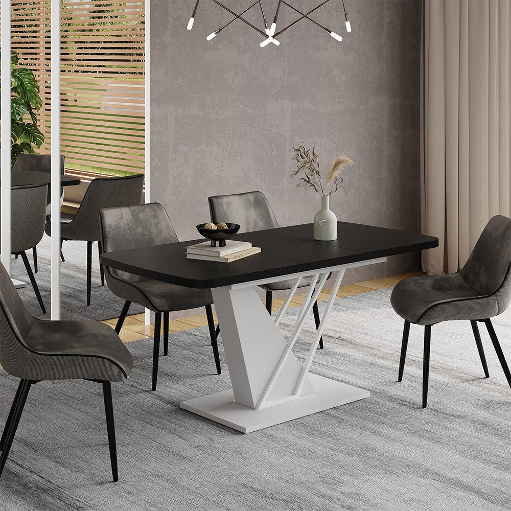 Vicco Esstisch Fenaro, Schwarz/Weiß/Weiß, 120 x 80 cm ausziehbar (1-St)