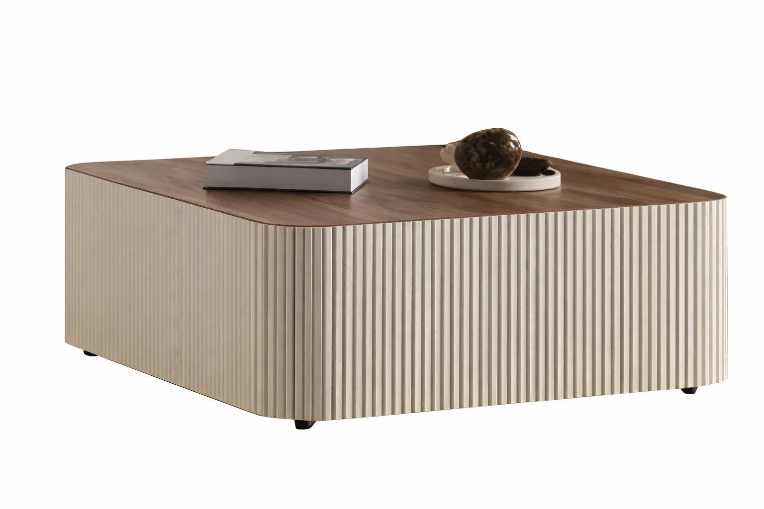 Couchtisch Eleganter Couchtisch mit Ribbeldesign und stilvollen Akzenten