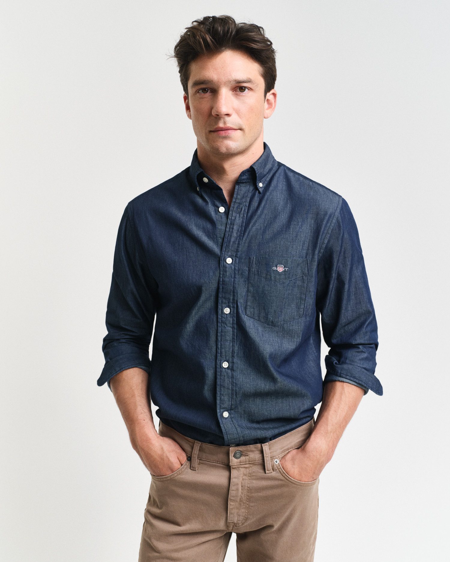 Gant Langarmhemd Regular Fit Denimhemd Jeanshemd pflegeleicht günstig online kaufen