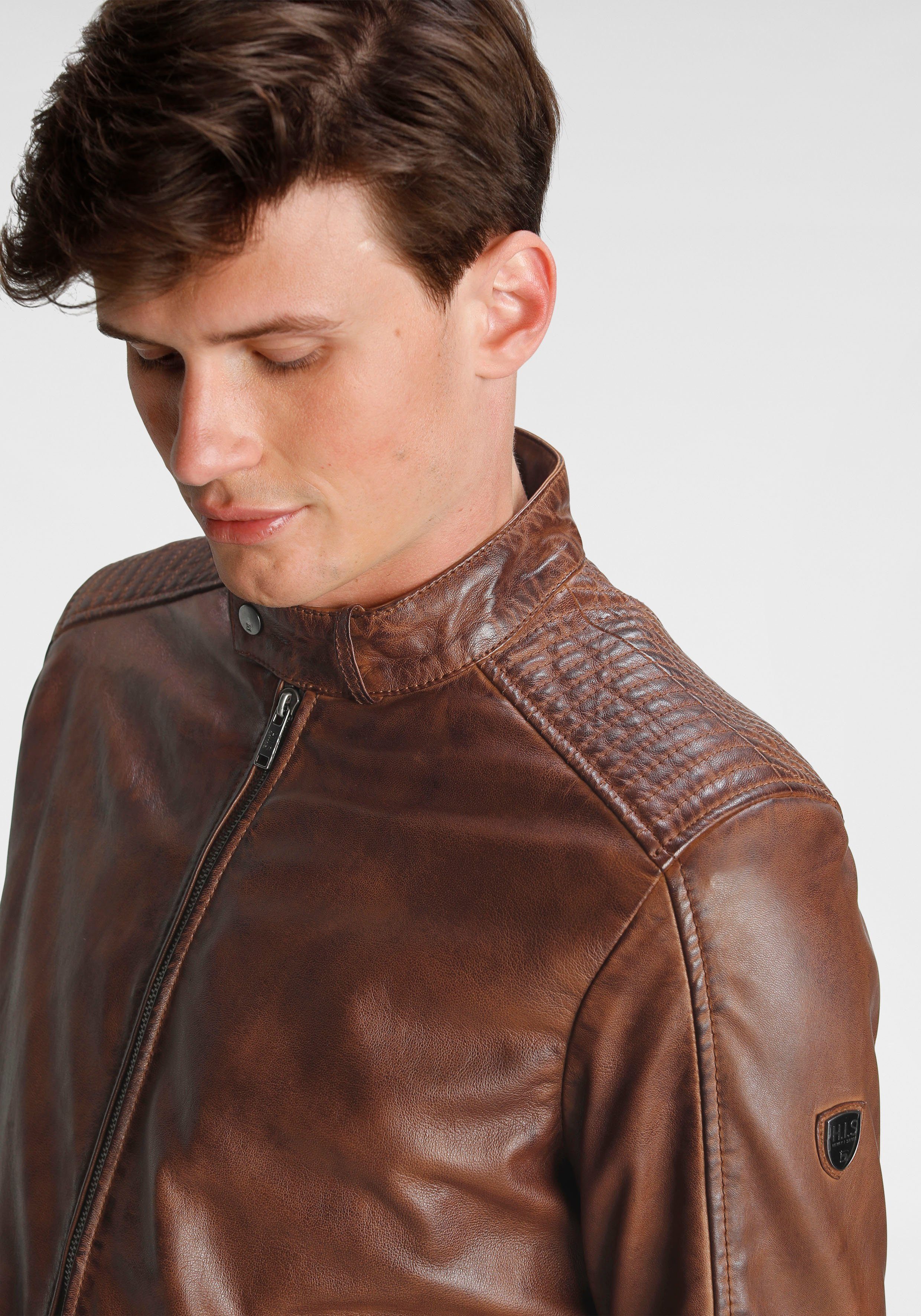 echtem Lederjacke aus H.I.S Lammleder cognac