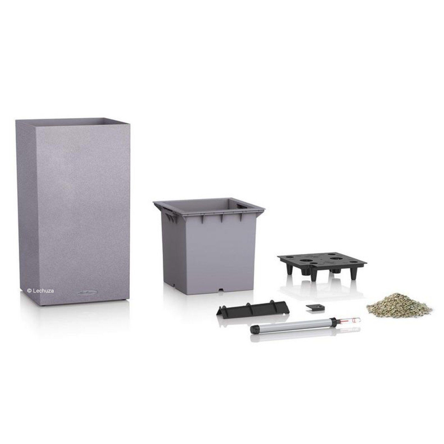 Lechuza® Pflanzkübel Pflanzsäule Canto Stone 30 high graphitschwarz (Komplettset)