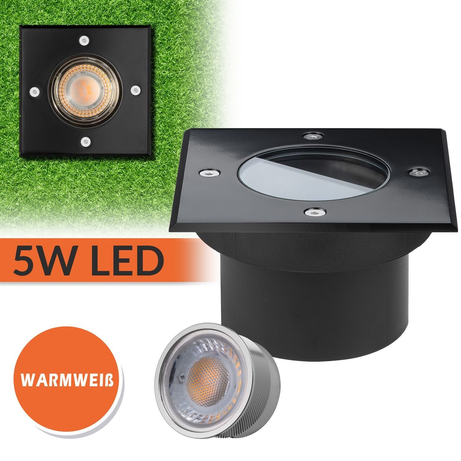 LEDANDO LED Einbaustrahler Flacher LED Bodeneinbaustrahler - Dimmbare Farbtemperatur - mit tausch