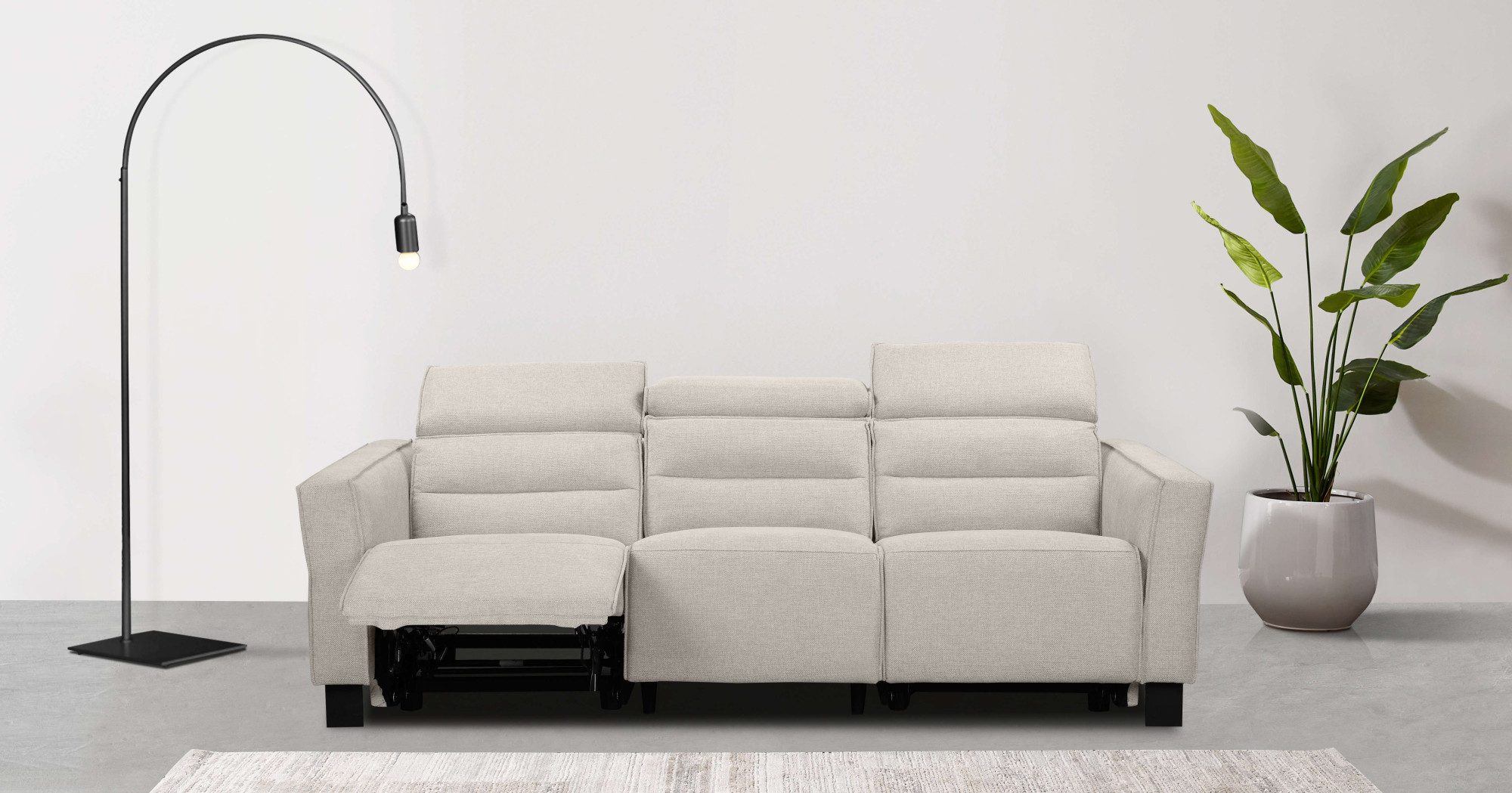 OTTO home 3-Sitzer Carpari Webstoff, 224 cm, man./elektr. Relaxfunktion, (USB A/C), sowie Kopfteilverstellung