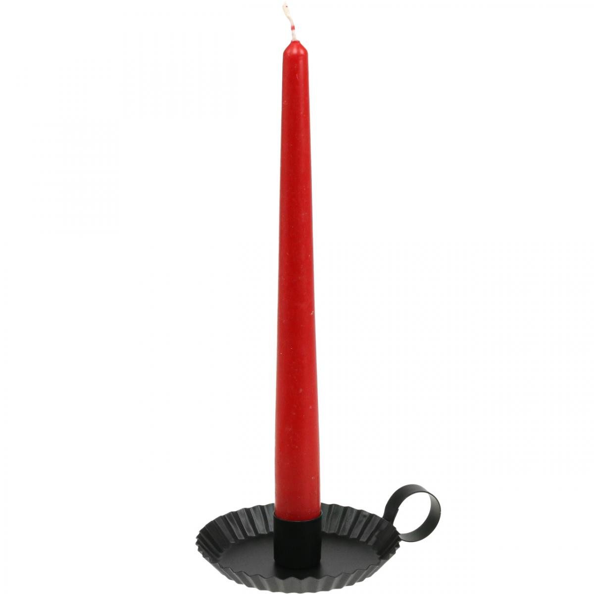 Florists Products Kerzenhalter Kerzenständer Schwarz Metall, Runde Stabkerzenhalter mit, 4 Stück