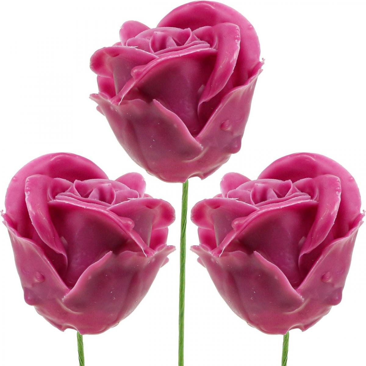 Kunstblume Kunstrosen Fuchsia Wachsrosen Deko Rosen Wachsoptik Hochzeit